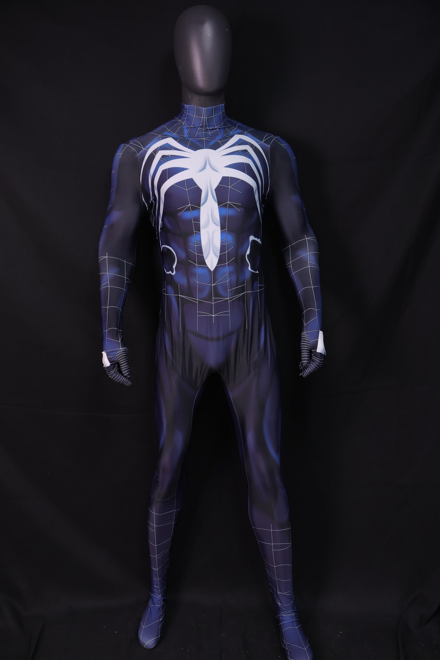 Cosplay Jumpsuit Venom Symbiote Web Black Blue Men XL Commissioned Custom