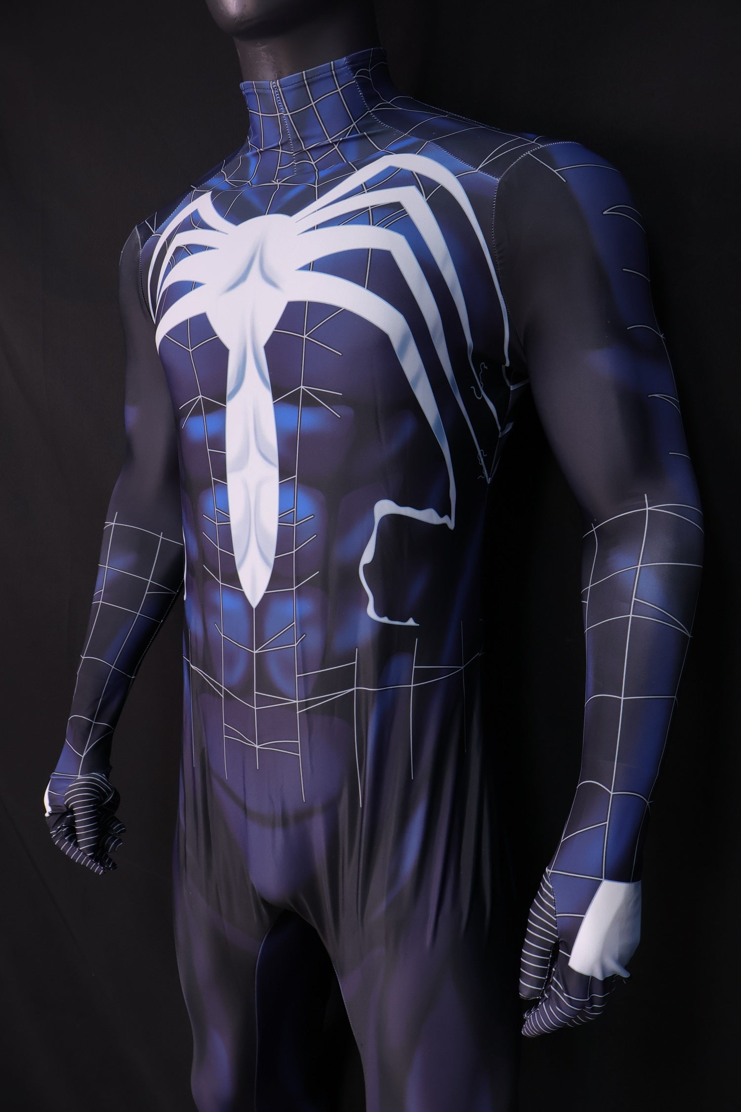 Cosplay Jumpsuit Venom Symbiote Web Black Blue Men XL Commissioned Custom