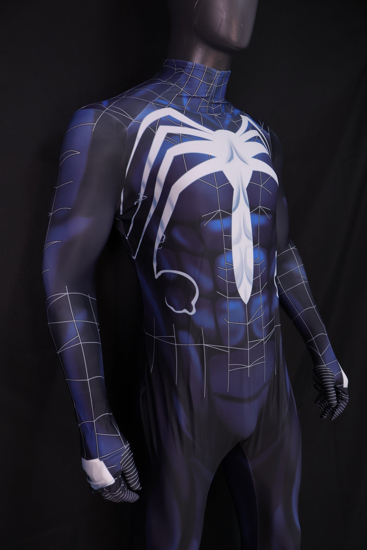 Cosplay Jumpsuit Venom Symbiote Web Black Blue Men XL Commissioned Custom