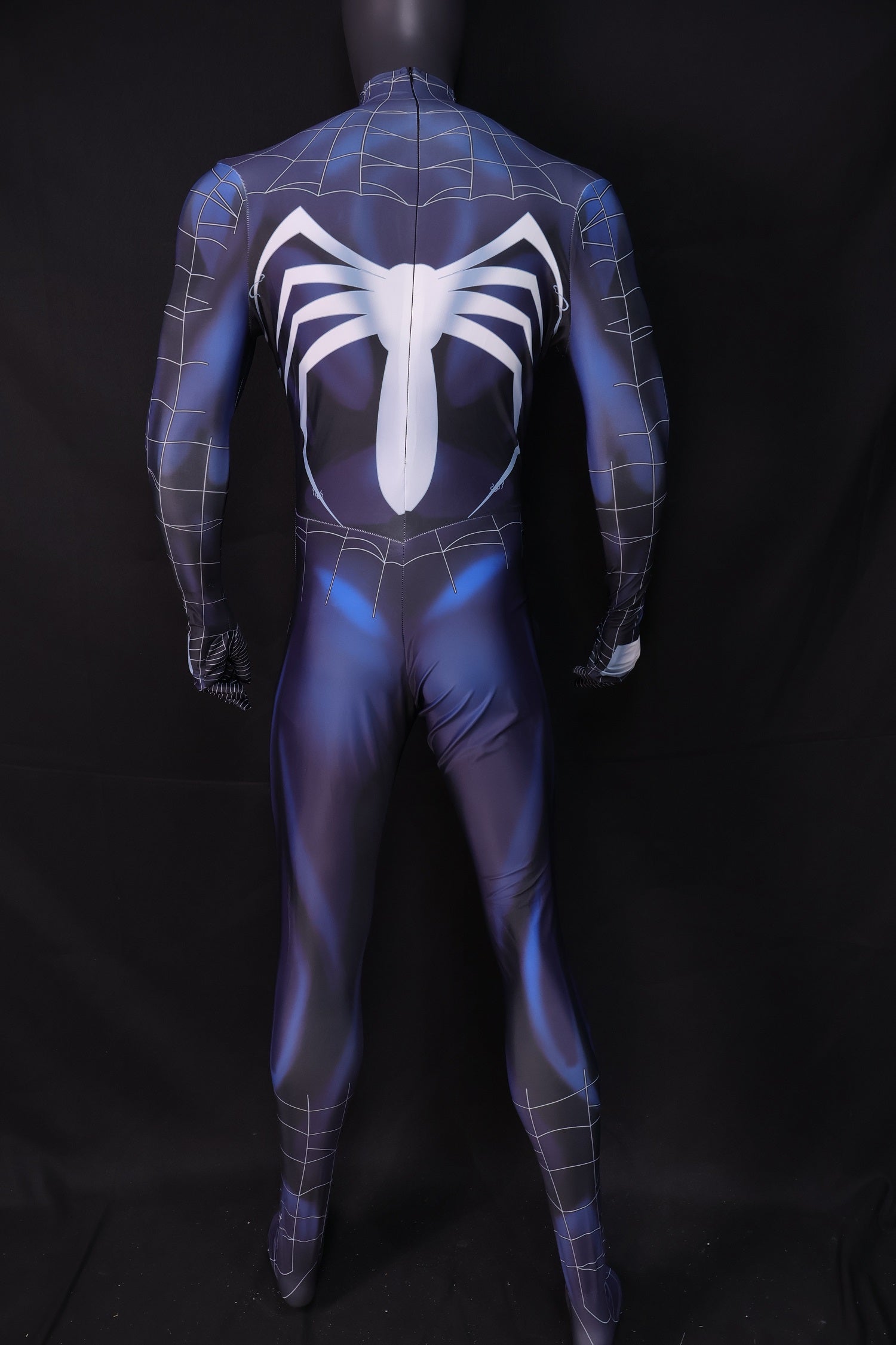 Cosplay Jumpsuit Venom Symbiote Web Black Blue Men XL Commissioned Custom