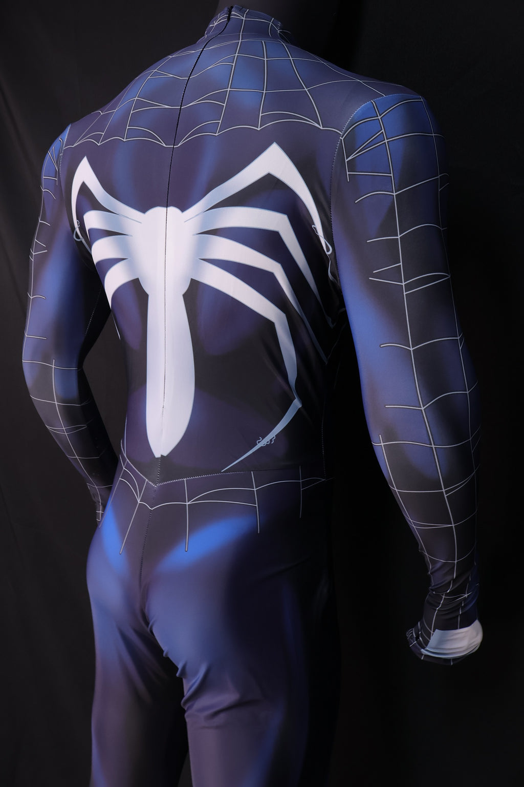 Cosplay Jumpsuit Venom Symbiote Web Black Blue Men XL Commissioned Custom