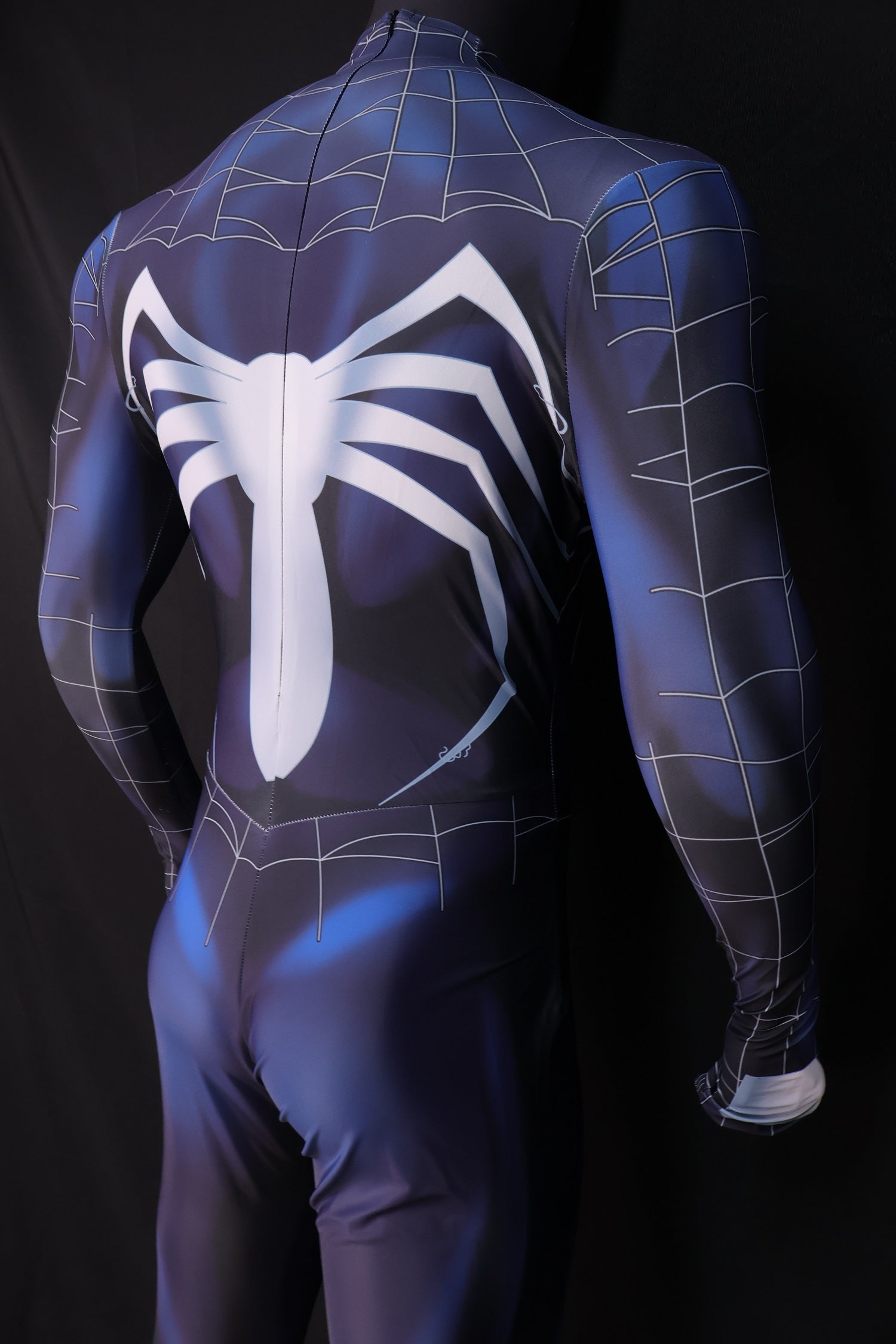 Cosplay Jumpsuit Venom Symbiote Web Black Blue Men XL Commissioned Custom