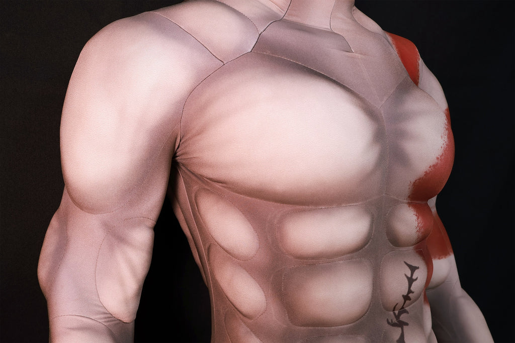 Professional God of War Kratos Muscle Suit - Realistic 3D Padded Lycra Bodysuit - Fully Customizable