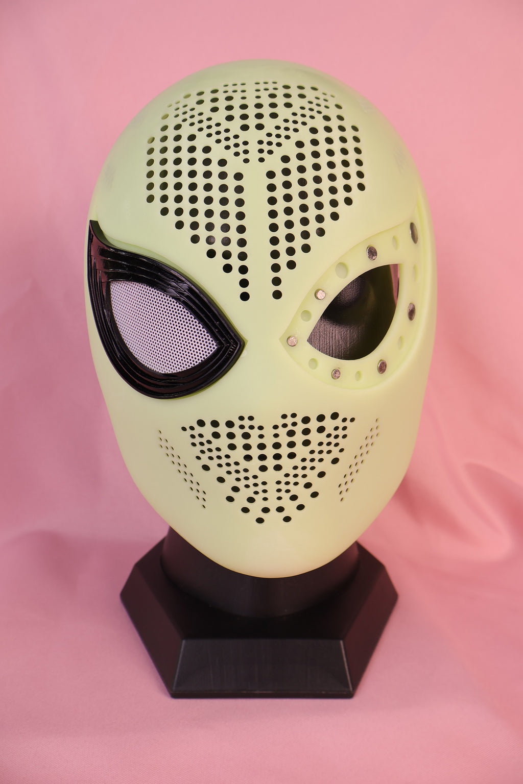 Personalized Red Hero Hood: 3D Raised Silver Web, Custom Faceshell Mask