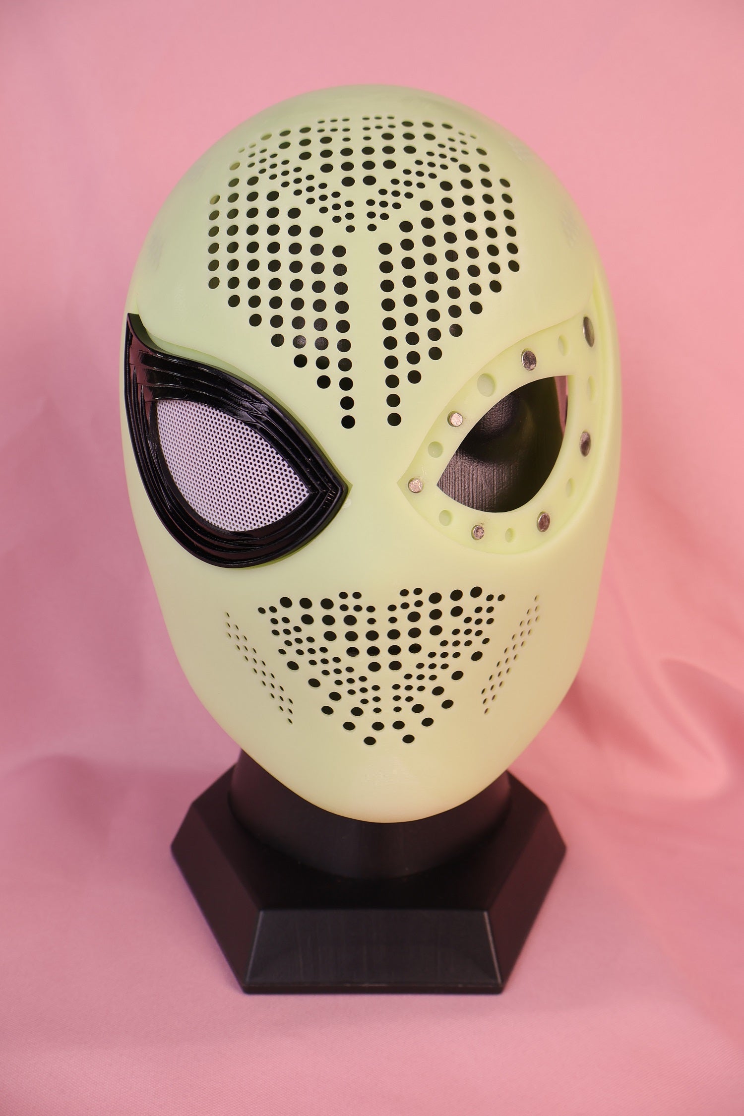Personalized Red Hero Hood: 3D Raised Silver Web, Custom Faceshell Mask