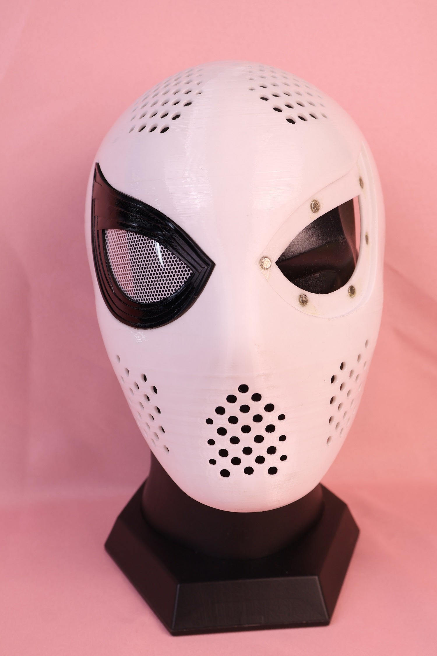 Bespoke Layered Black Lens Spider Mask: PVC Faceshell, Custom Helmet