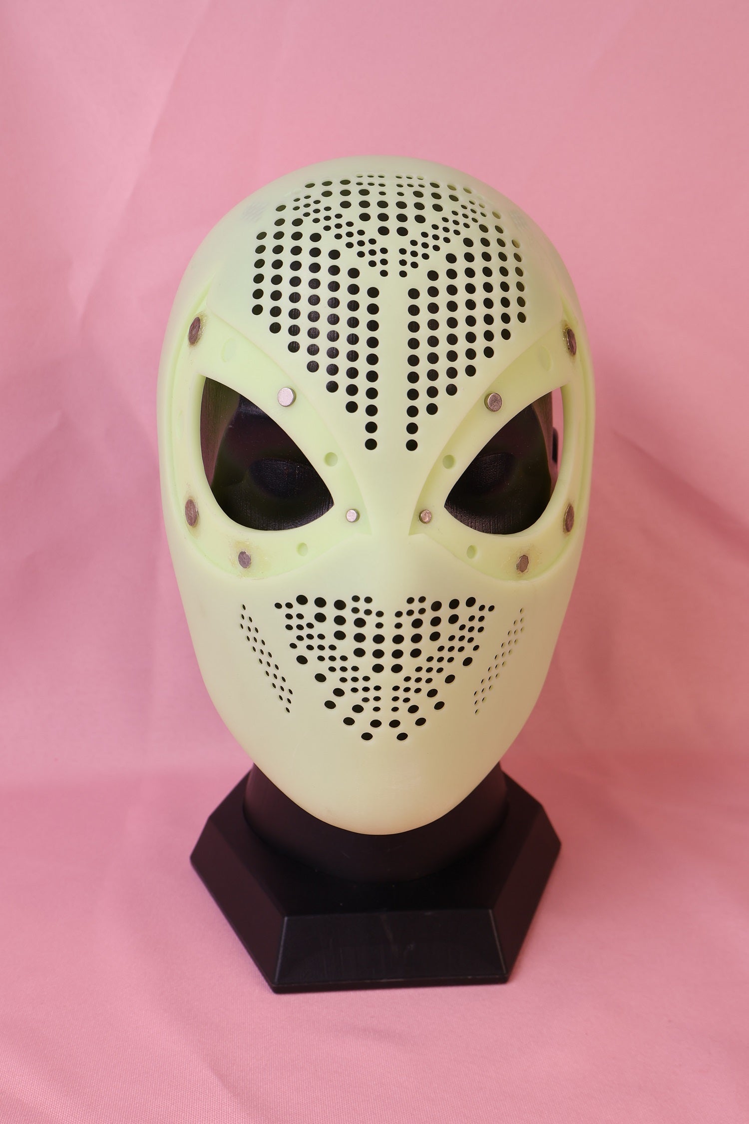 Vibrant Red Lens Spider Mask: PVC Faceshell, Custom Personalized Hood