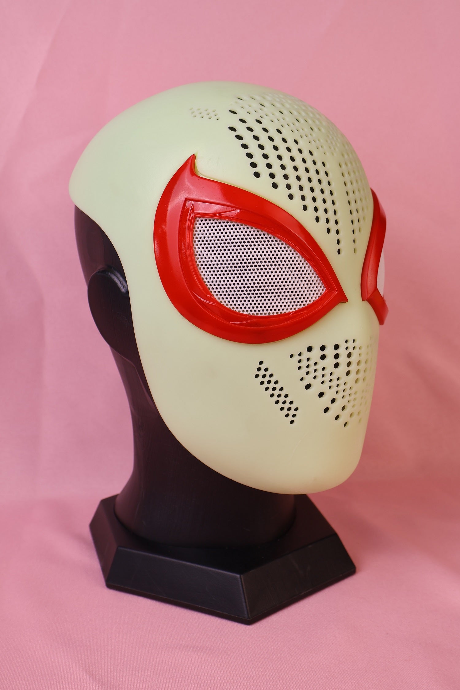 Vibrant Red Lens Spider Mask: PVC Faceshell, Custom Personalized Hood