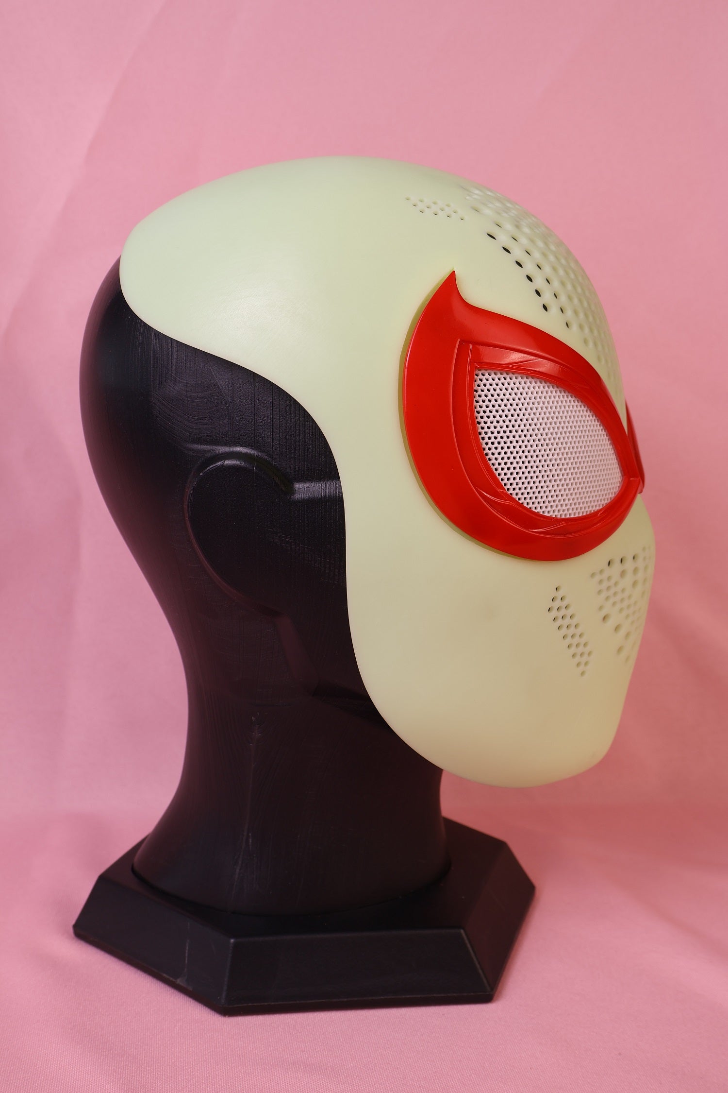 Vibrant Red Lens Spider Mask: PVC Faceshell, Custom Personalized Hood