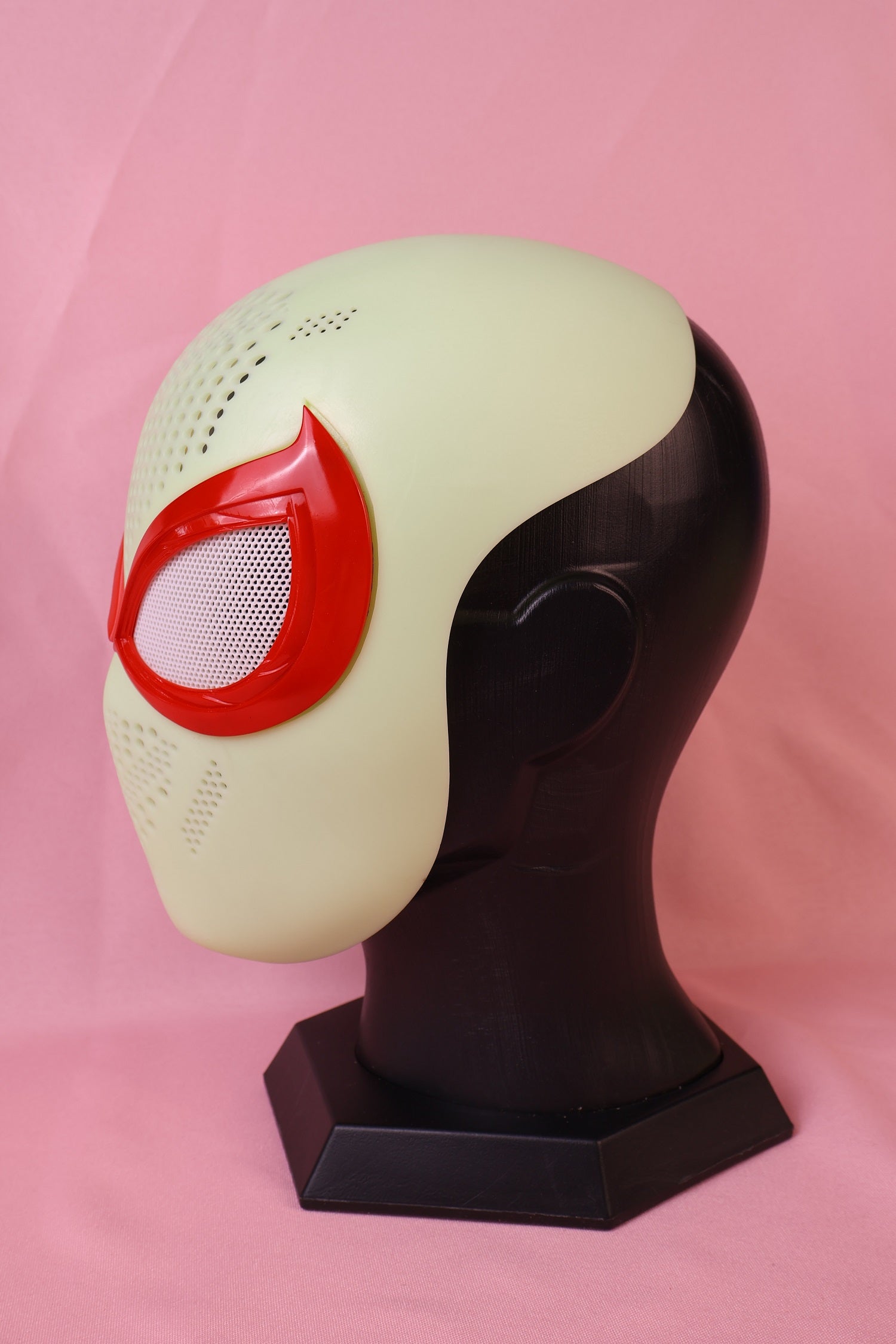Vibrant Red Lens Spider Mask: PVC Faceshell, Custom Personalized Hood