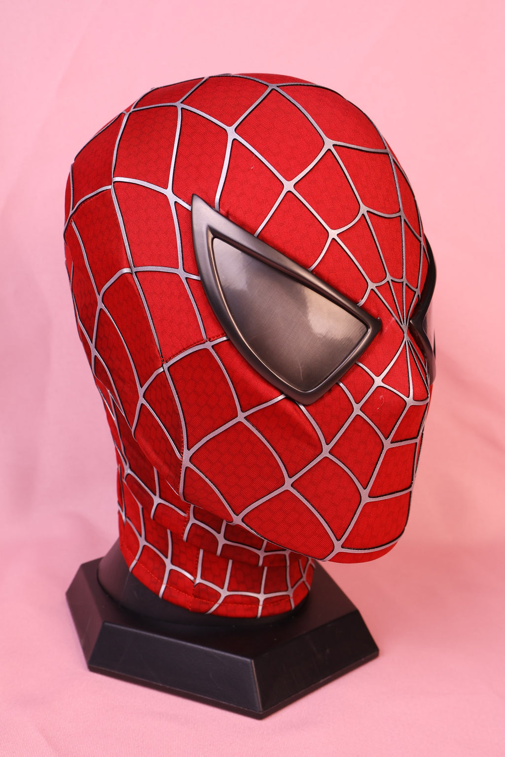 Personalized Red Hero Hood: 3D Raised Silver Web, Custom Faceshell Mask