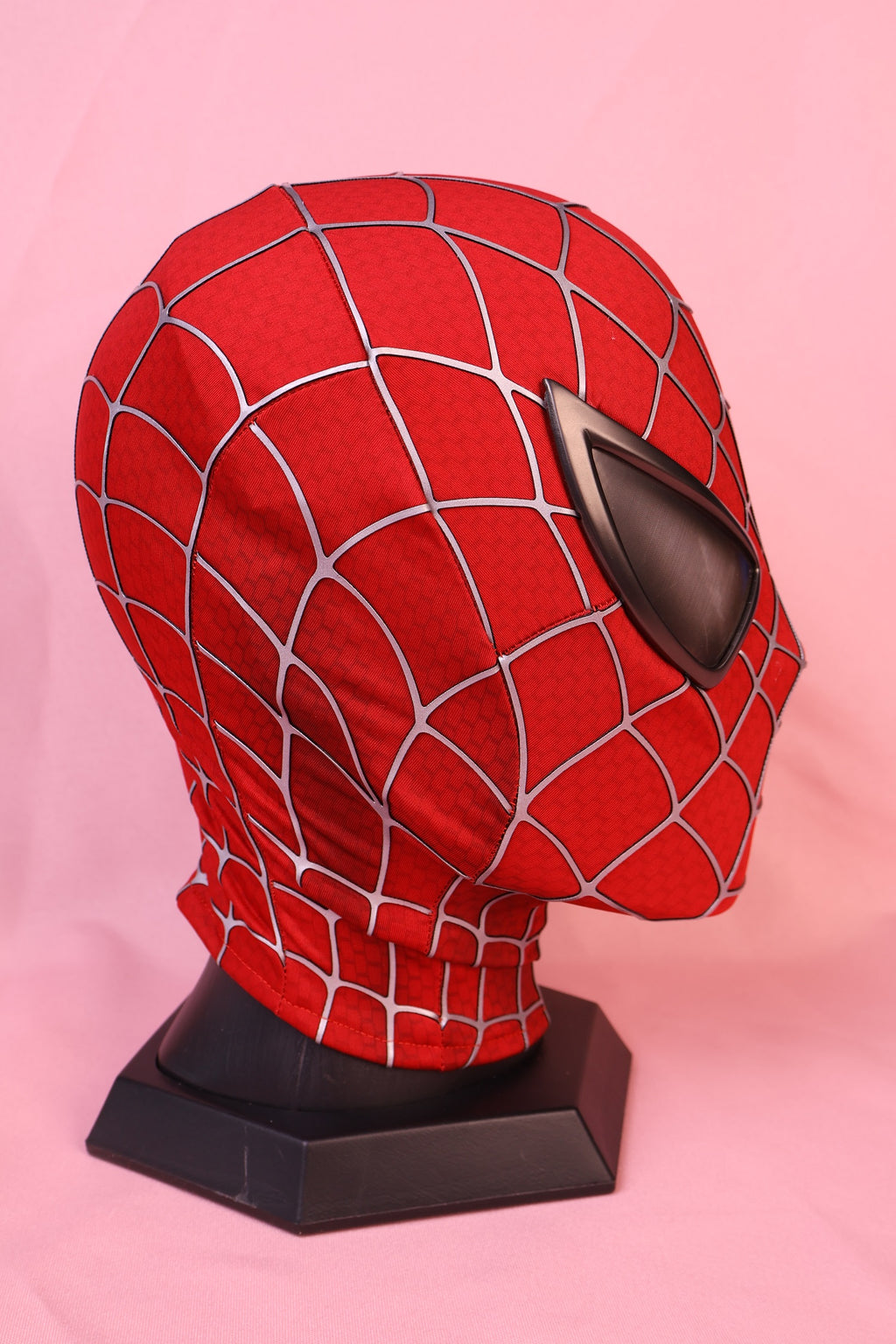 Personalized Red Hero Hood: 3D Raised Silver Web, Custom Faceshell Mask