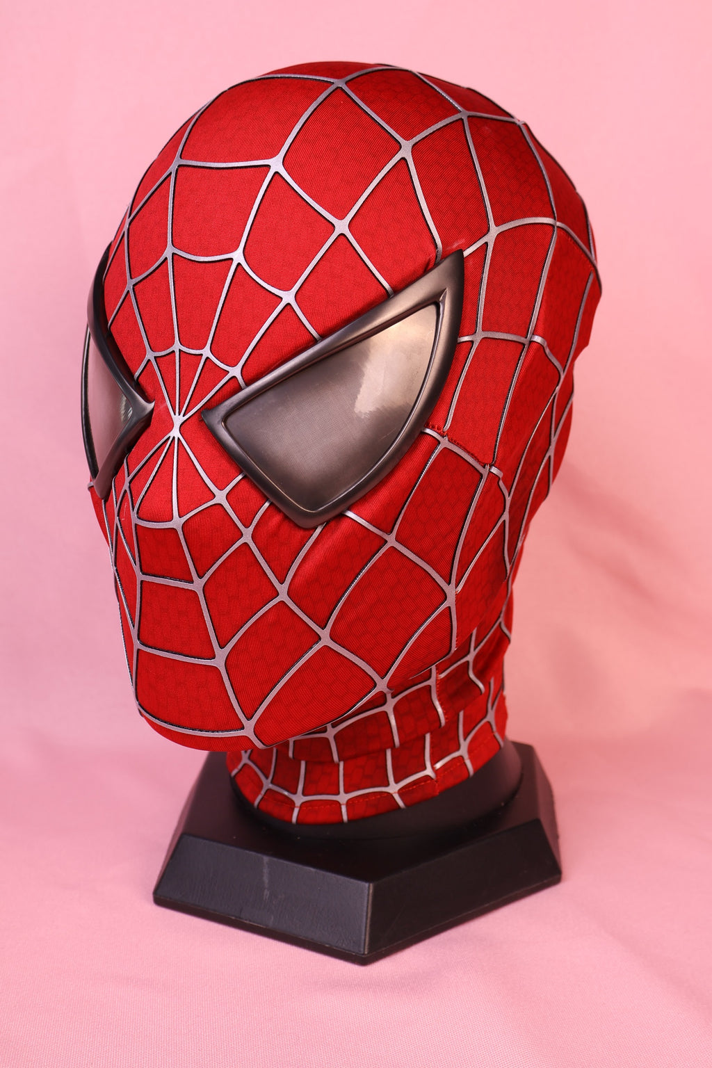 Personalized Red Hero Hood: 3D Raised Silver Web, Custom Faceshell Mask