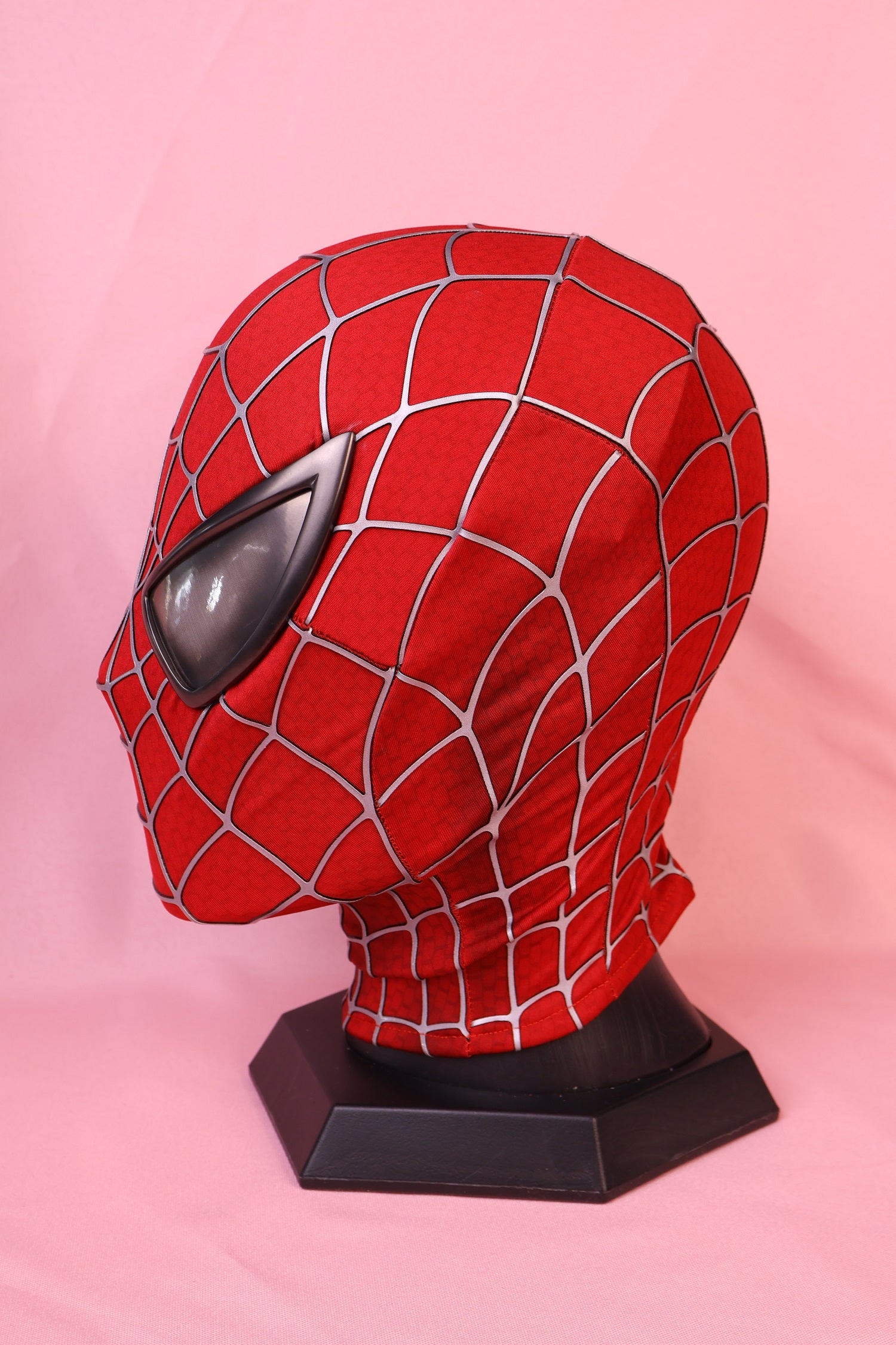 Personalized Red Hero Hood: 3D Raised Silver Web, Custom Faceshell Mask