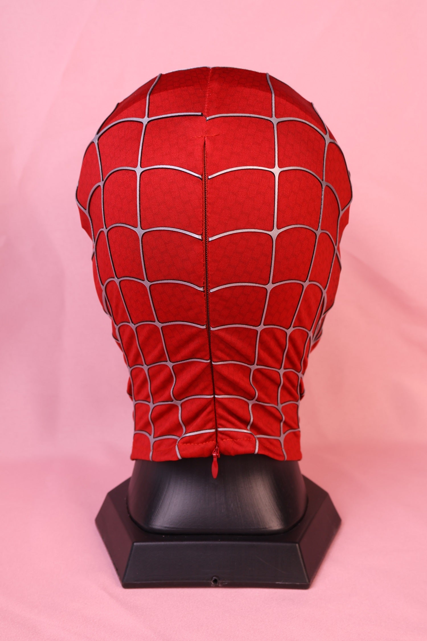 Personalized Red Hero Hood: 3D Raised Silver Web, Custom Faceshell Mask