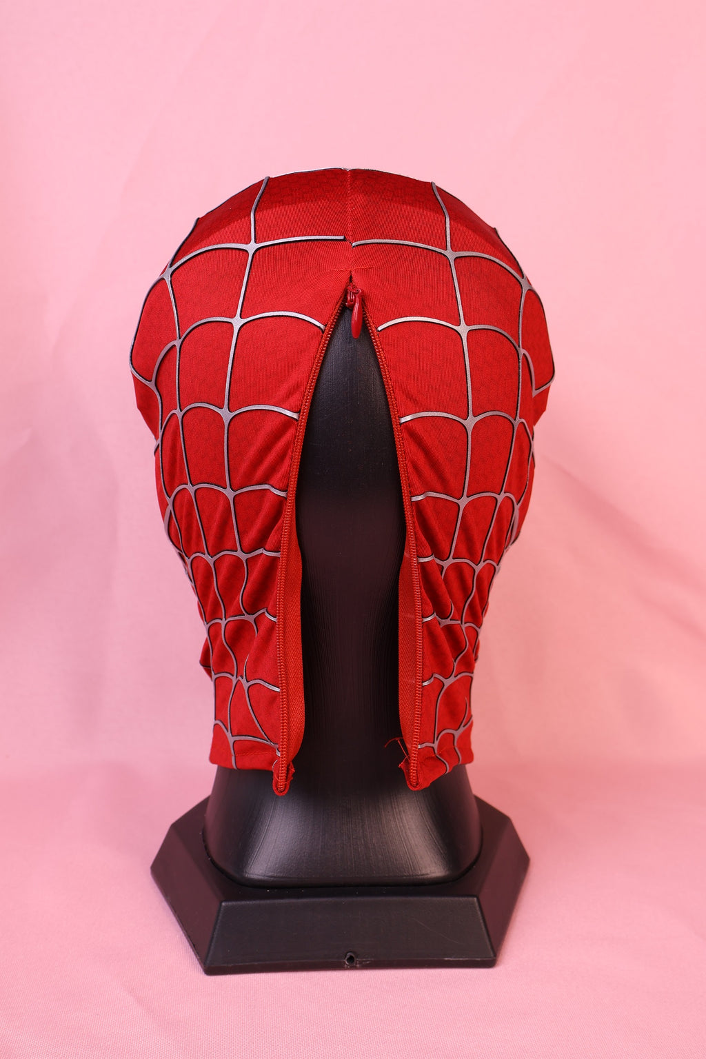 Personalized Red Hero Hood: 3D Raised Silver Web, Custom Faceshell Mask
