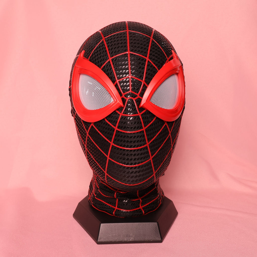 Custom Miles Red Lens Spider Mask: PVC Faceshell, Personalized Hood