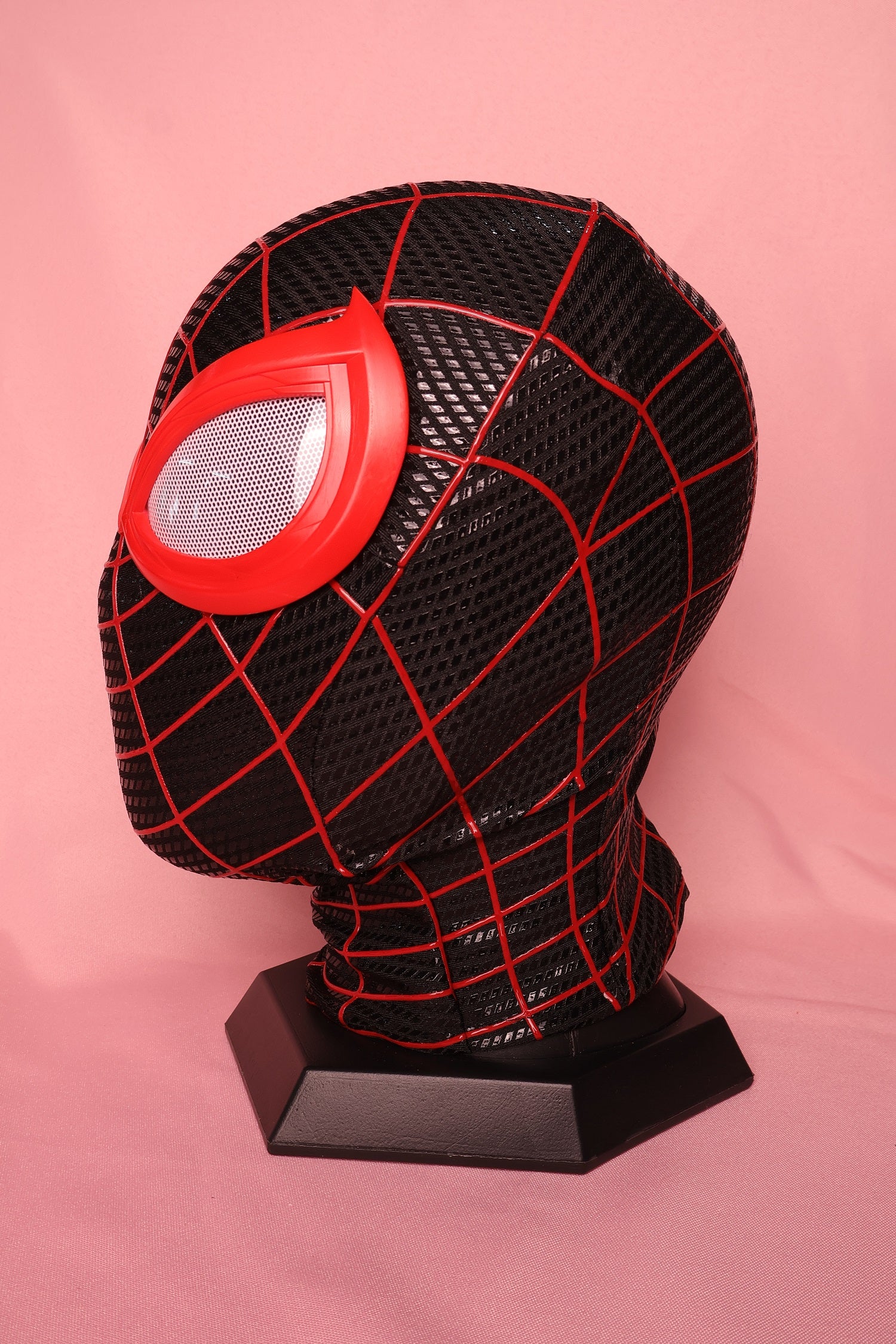 Custom Miles Red Lens Spider Mask: PVC Faceshell, Personalized Hood