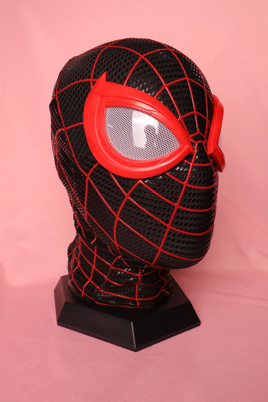 Custom Miles Red Lens Spider Mask: PVC Faceshell, Personalized Hood