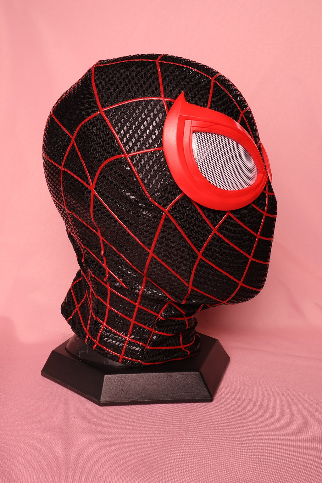 Custom Miles Red Lens Spider Mask: PVC Faceshell, Personalized Hood