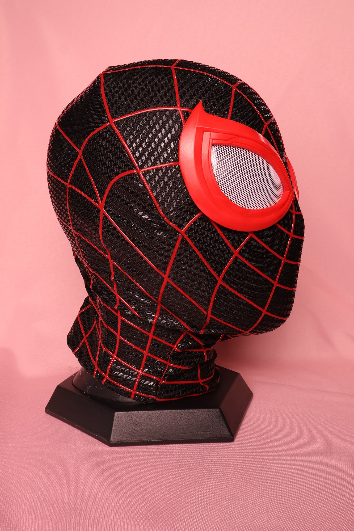 Custom Miles Red Lens Spider Mask: PVC Faceshell, Personalized Hood