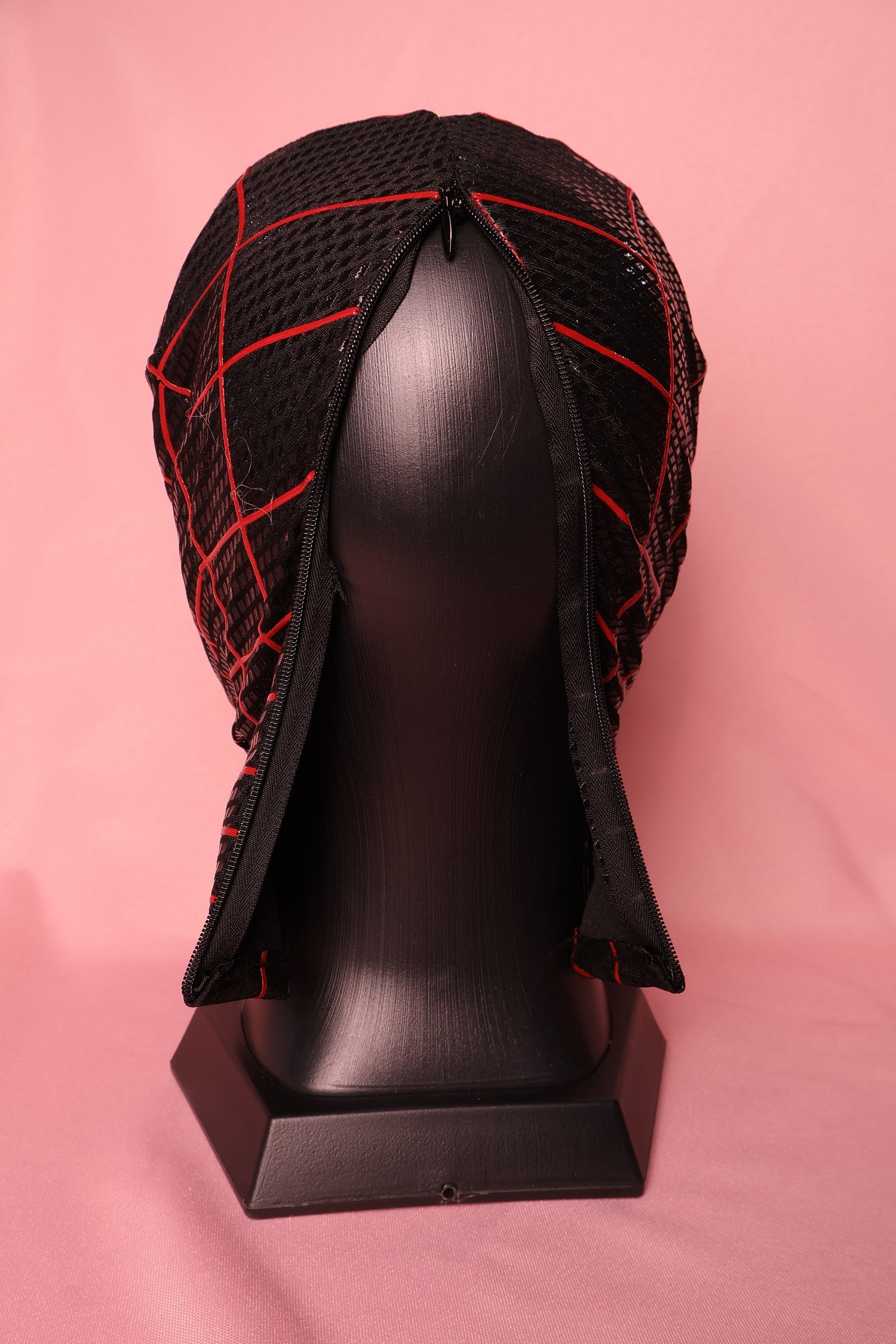 Custom Miles Red Lens Spider Mask: PVC Faceshell, Personalized Hood