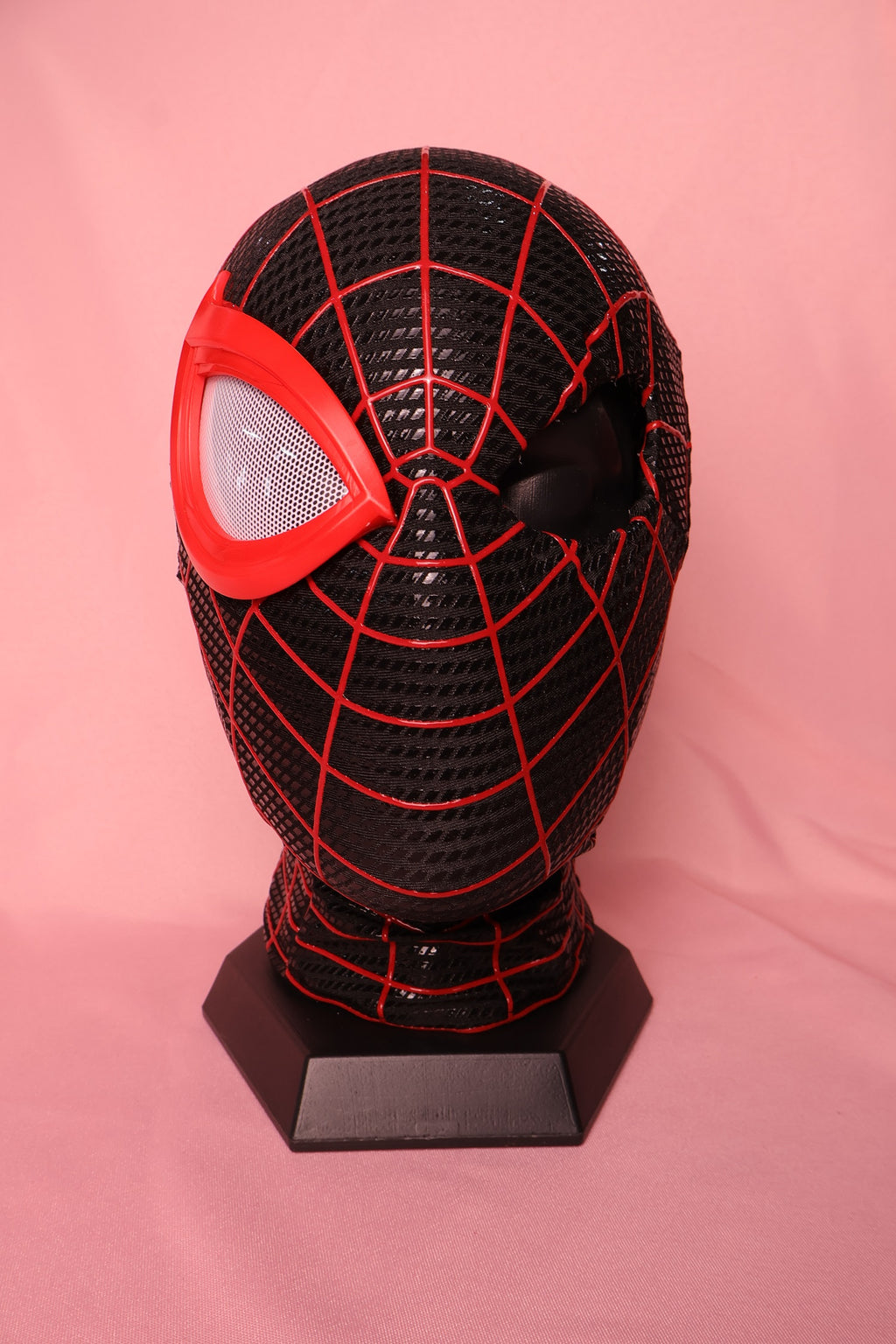 Custom Miles Red Lens Spider Mask: PVC Faceshell, Personalized Hood