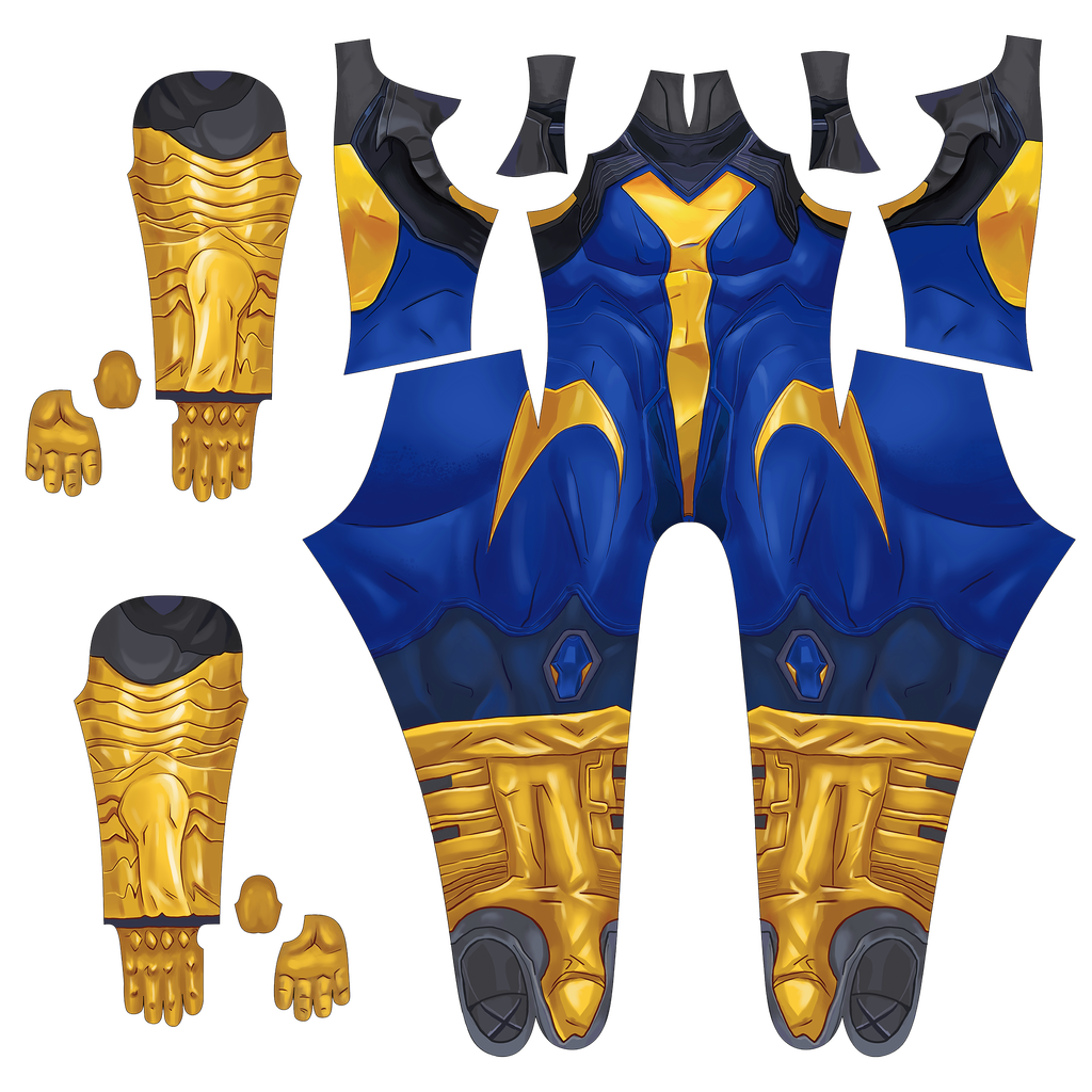 Mariner Blue Violet Spandex Bodysuit Gold Scales Armor Men Cosplay Costume