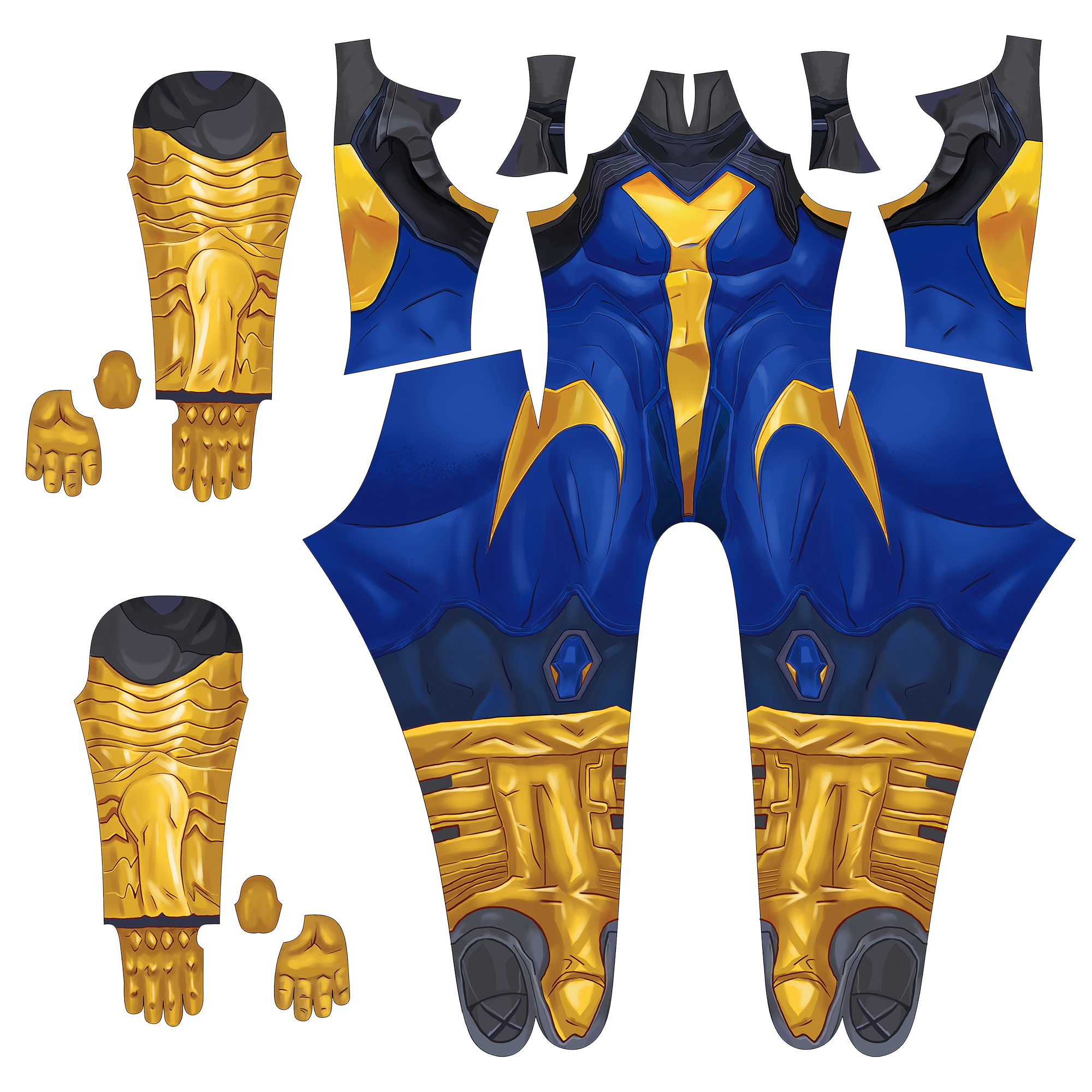 Mariner Blue Violet Spandex Bodysuit Gold Scales Armor Men Cosplay Costume