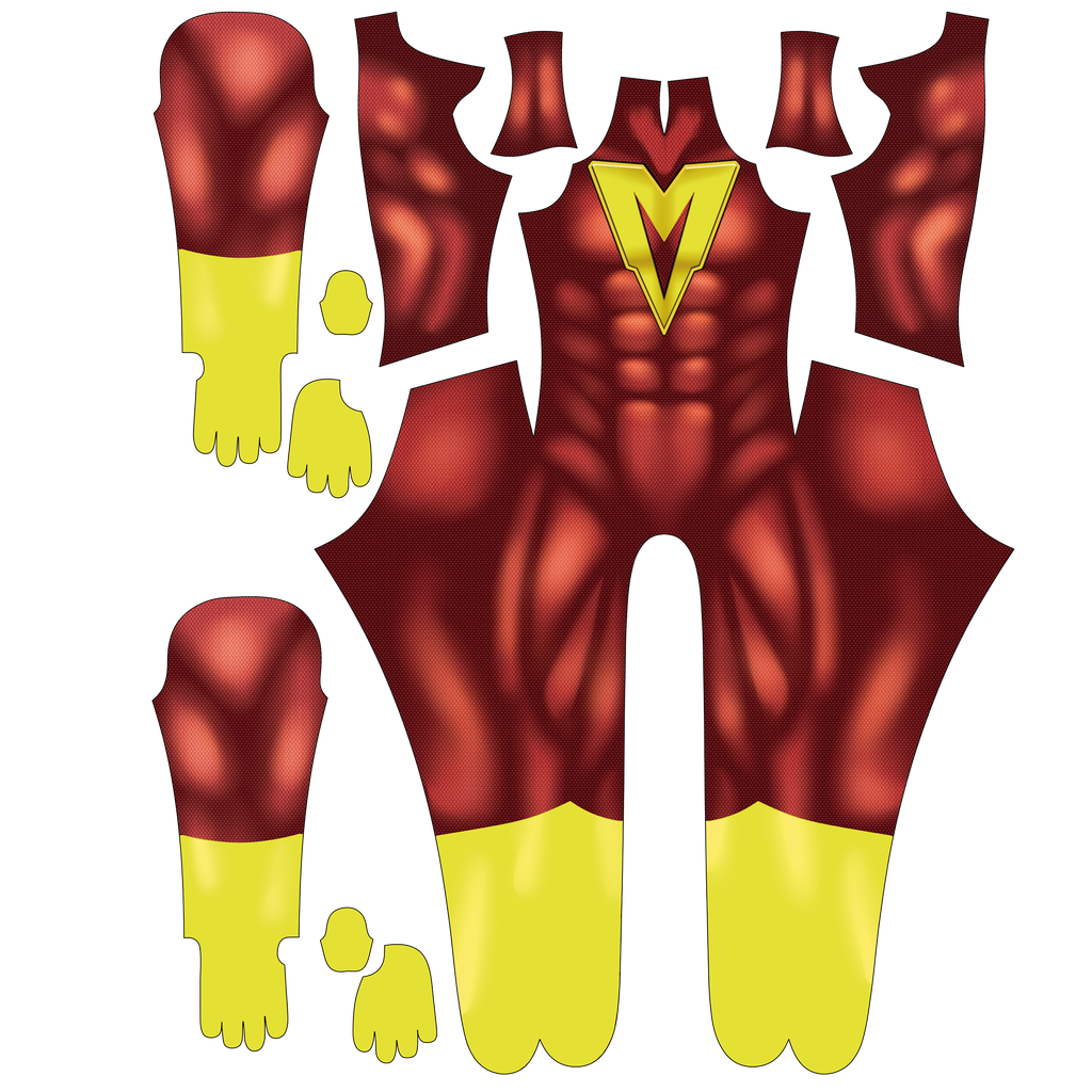 Mighty Man Vintage Red Yellow Retro Comic Superhero Suit Male Version