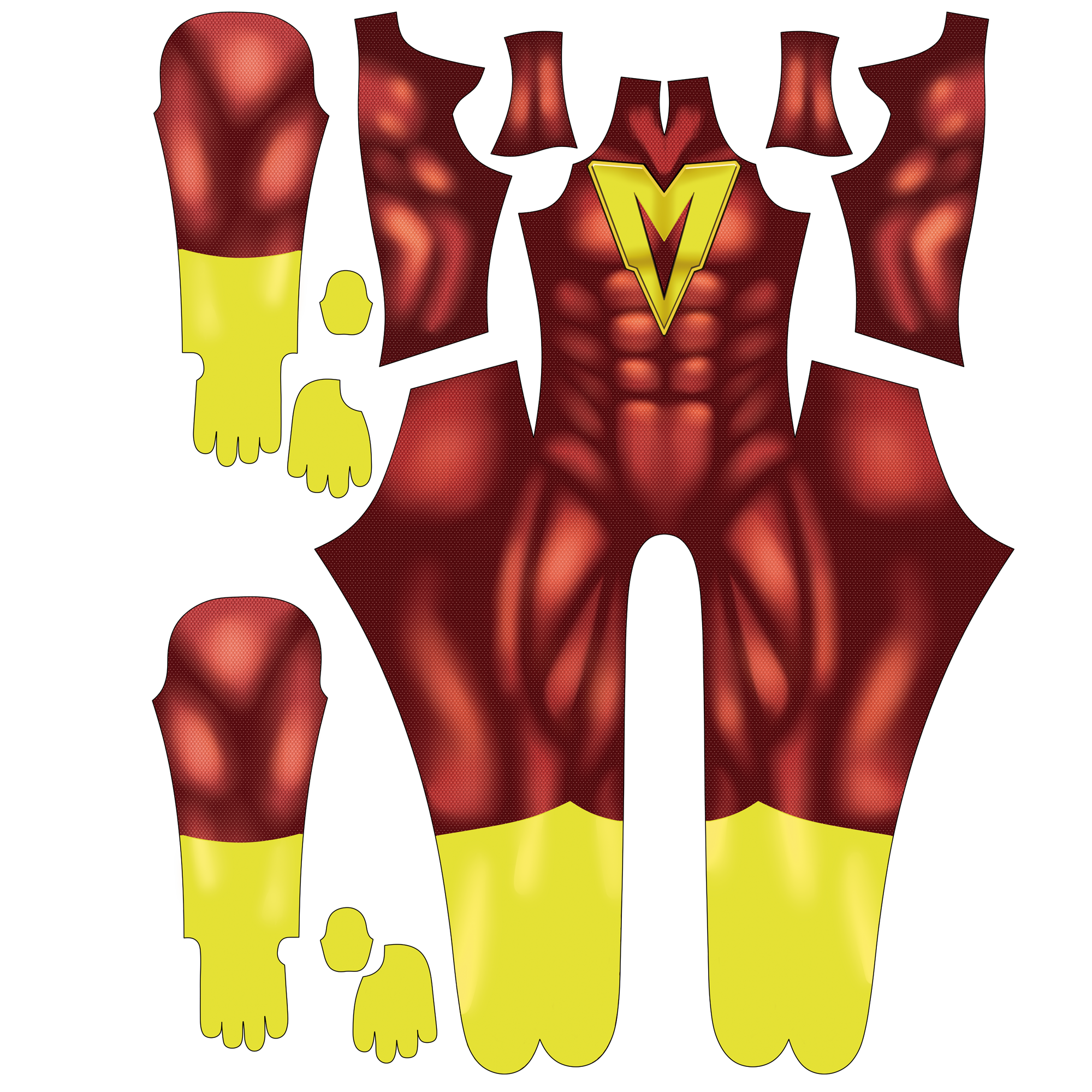 Mighty Man Vintage Red Yellow Retro Comic Superhero Suit Male Version