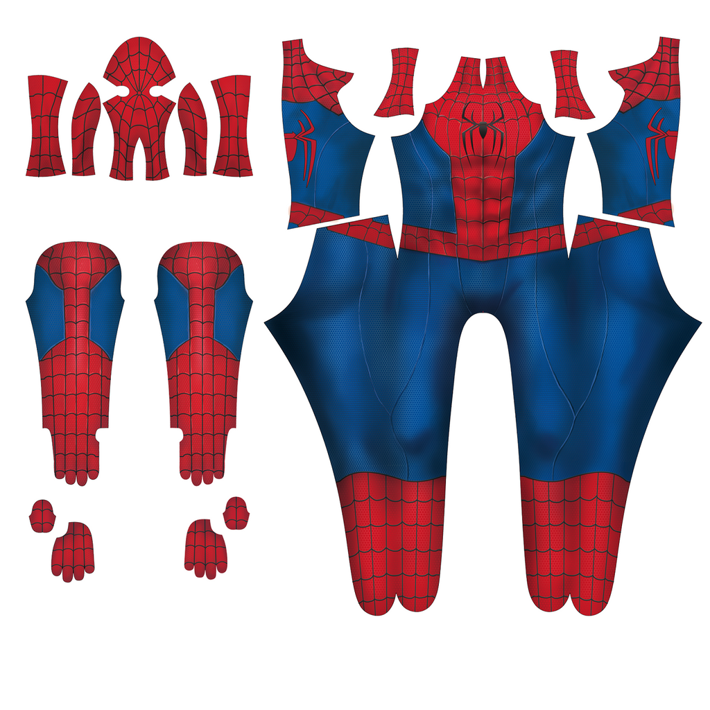 Men Spider-Man 4 New Red Blue Metallic Texture Cosplay Jumpsuit