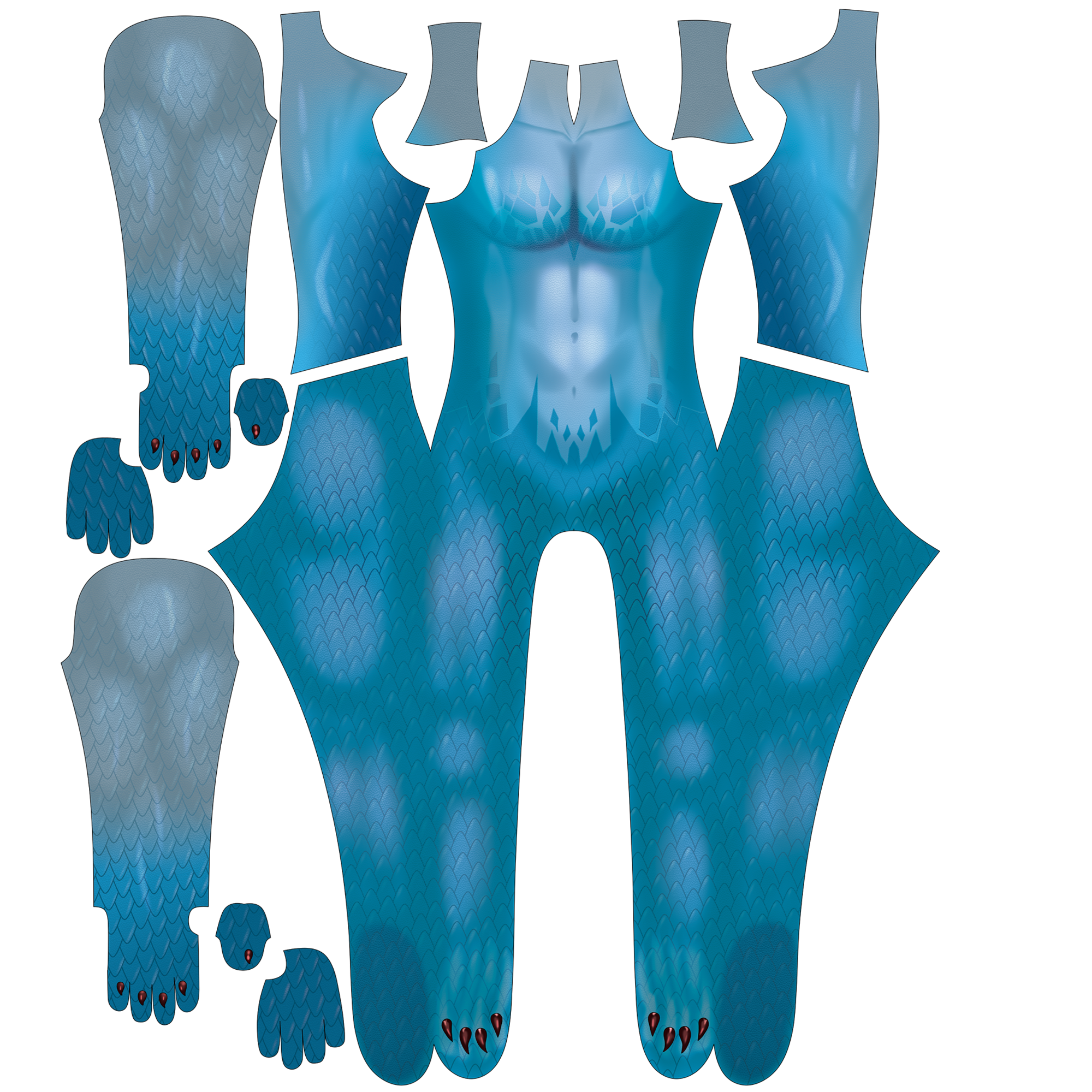 Dragon BLUE Female Cosplay Bodysuit, Custom Tailoring Commission