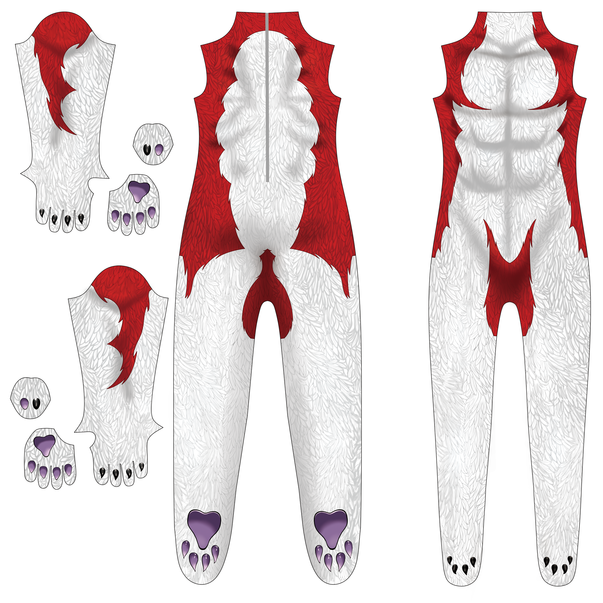 Toon-Red-Wolf-Preview Spandex Bodysuit Muscle Shading for Men Kids Wolf Cosplay