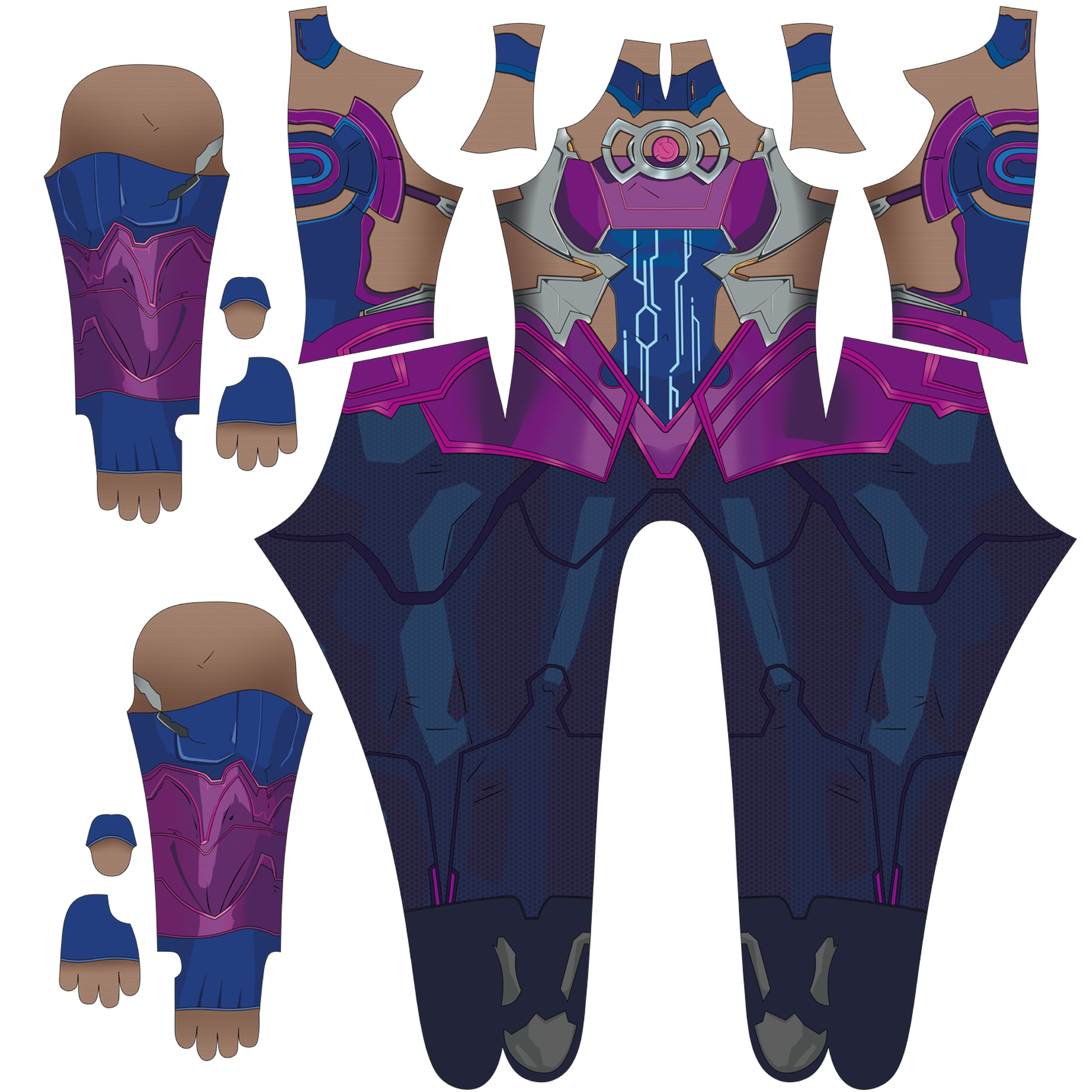 Custom Cosplay Bodysuit for Galacta Rivals Men - Personalized Purple Outfit