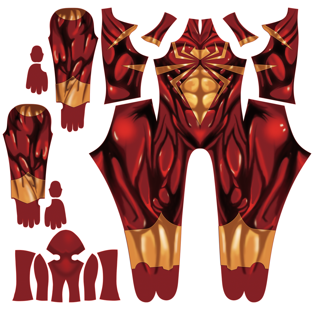 Iron Spider Dark Red Spandex Bodysuit Giant Gold Spider Men Cosplay Uniform