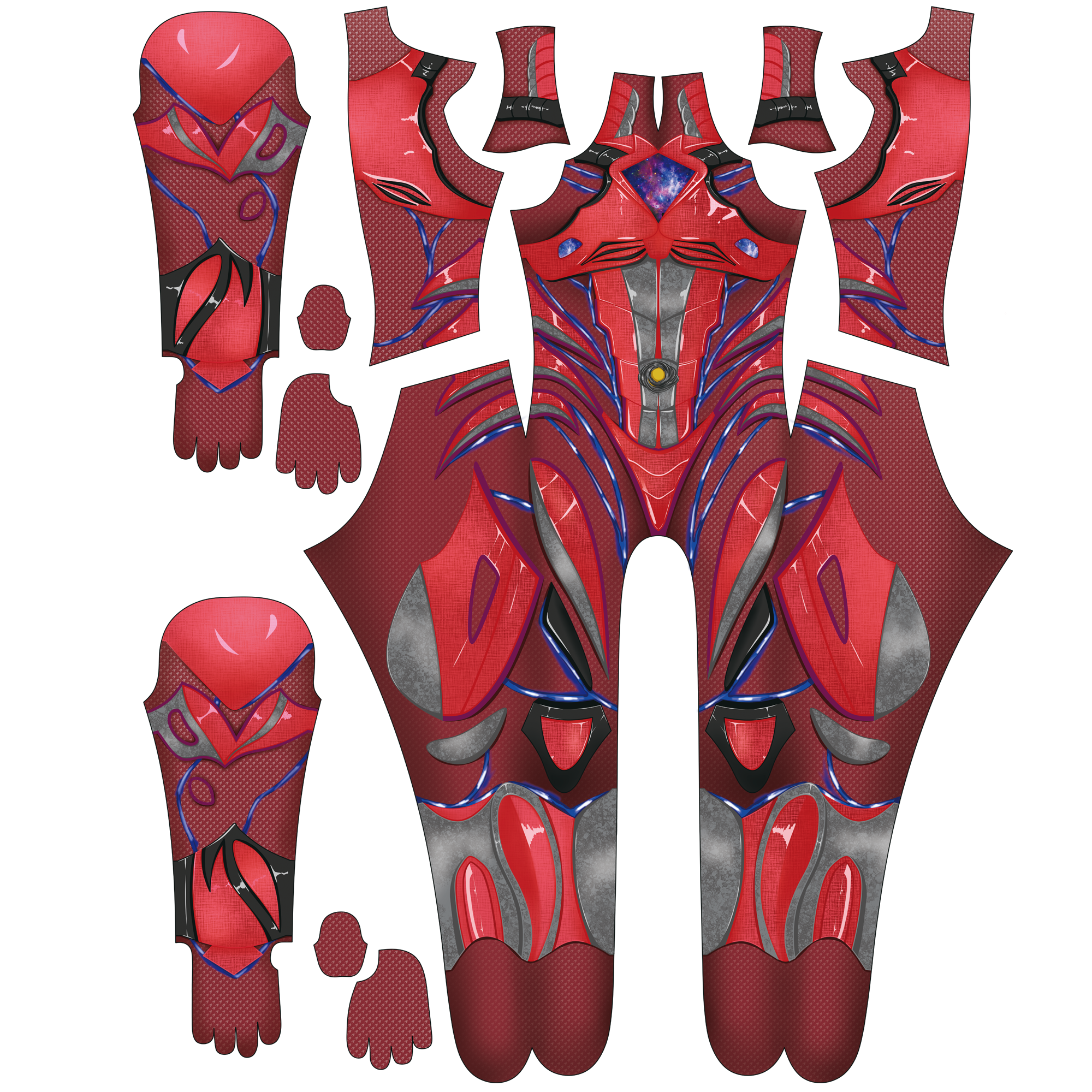 Commissioned Cosplay Bodysuit for Power Rangers 2017 Red Men