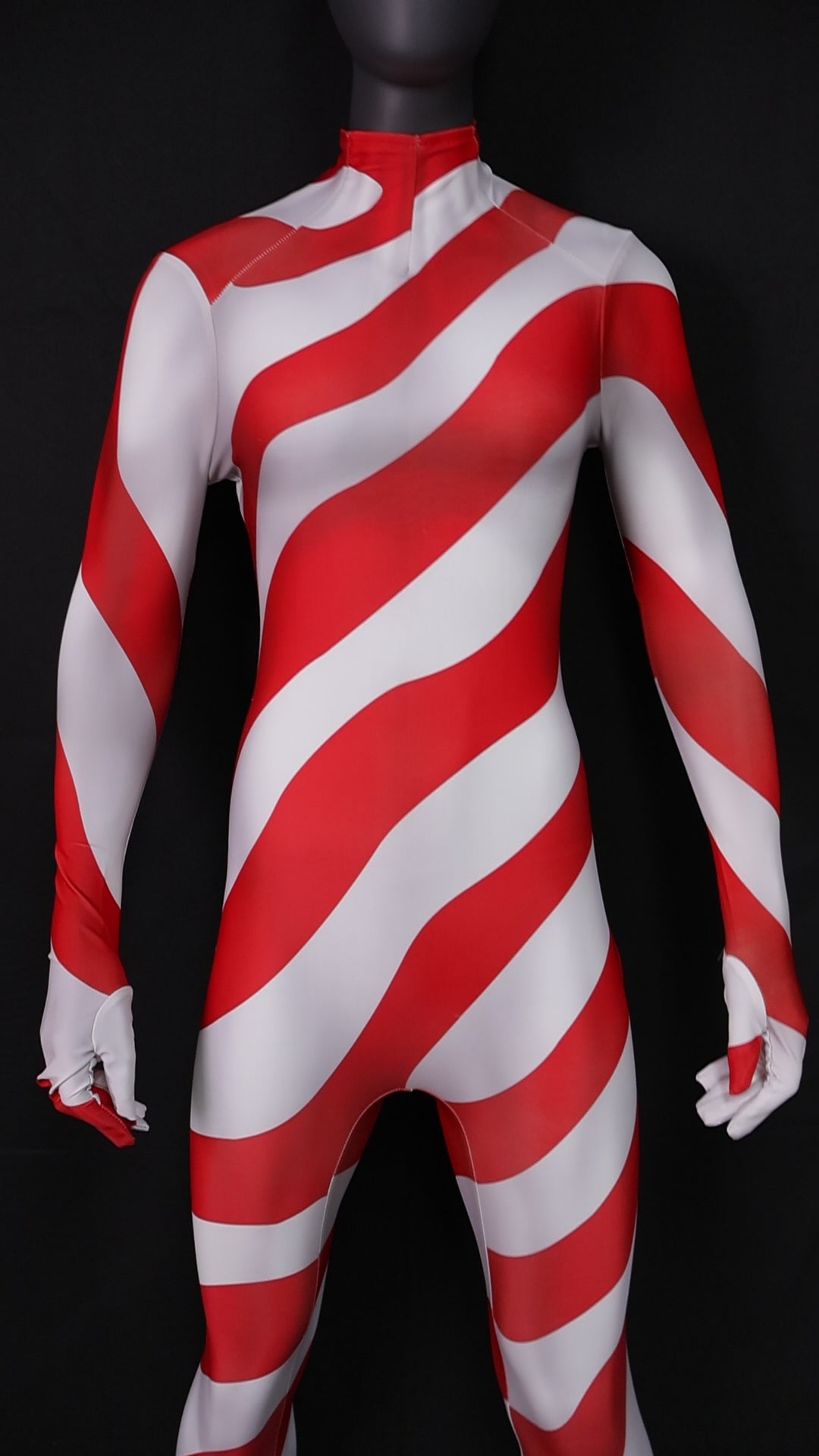 Custom Commission Cosplay Jumpsuit Candy Cane Red White Striped Women