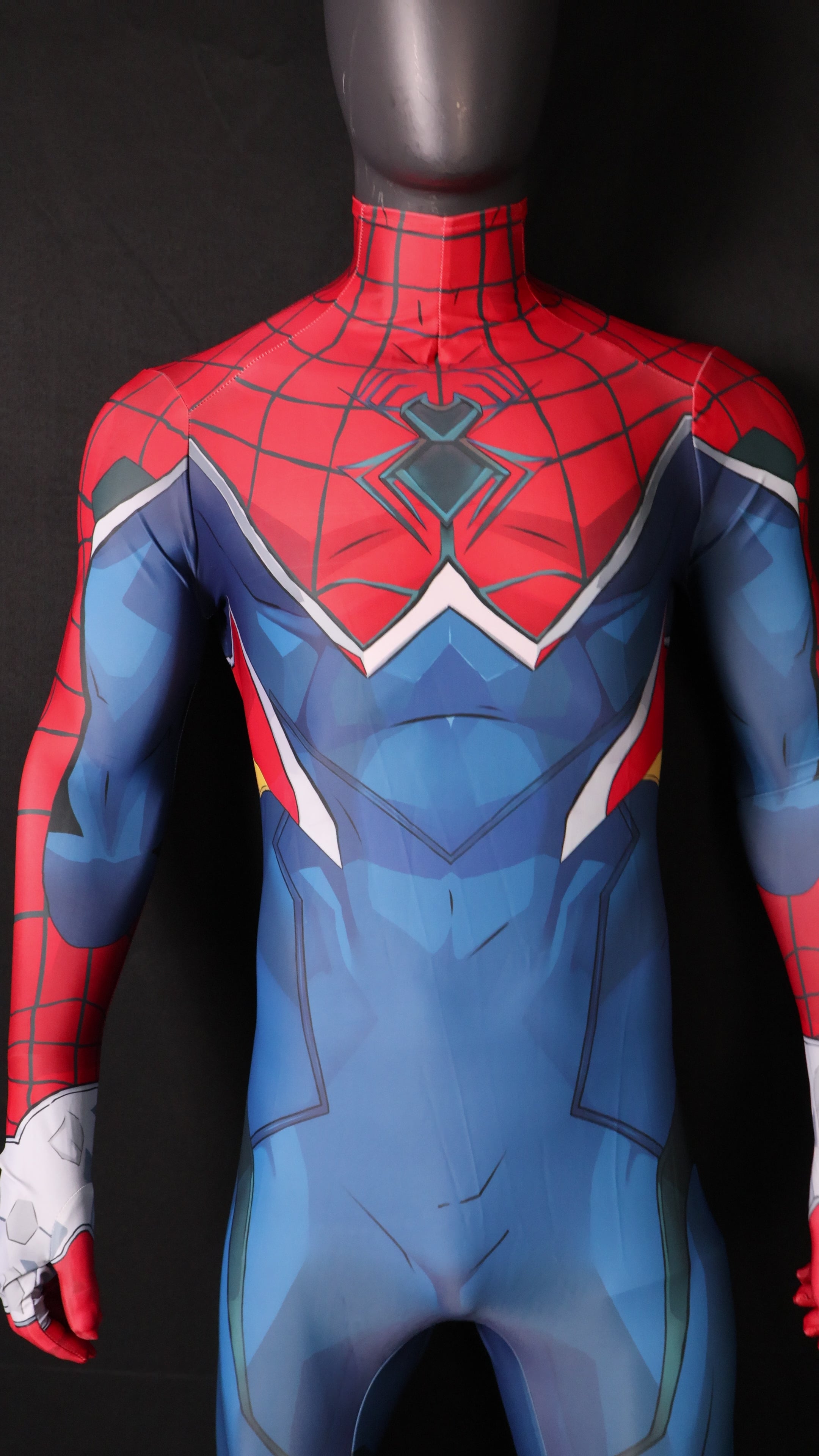 Tech Blue Webbed Red Spandex Bodysuit Rivals S M Punk Men Outfit