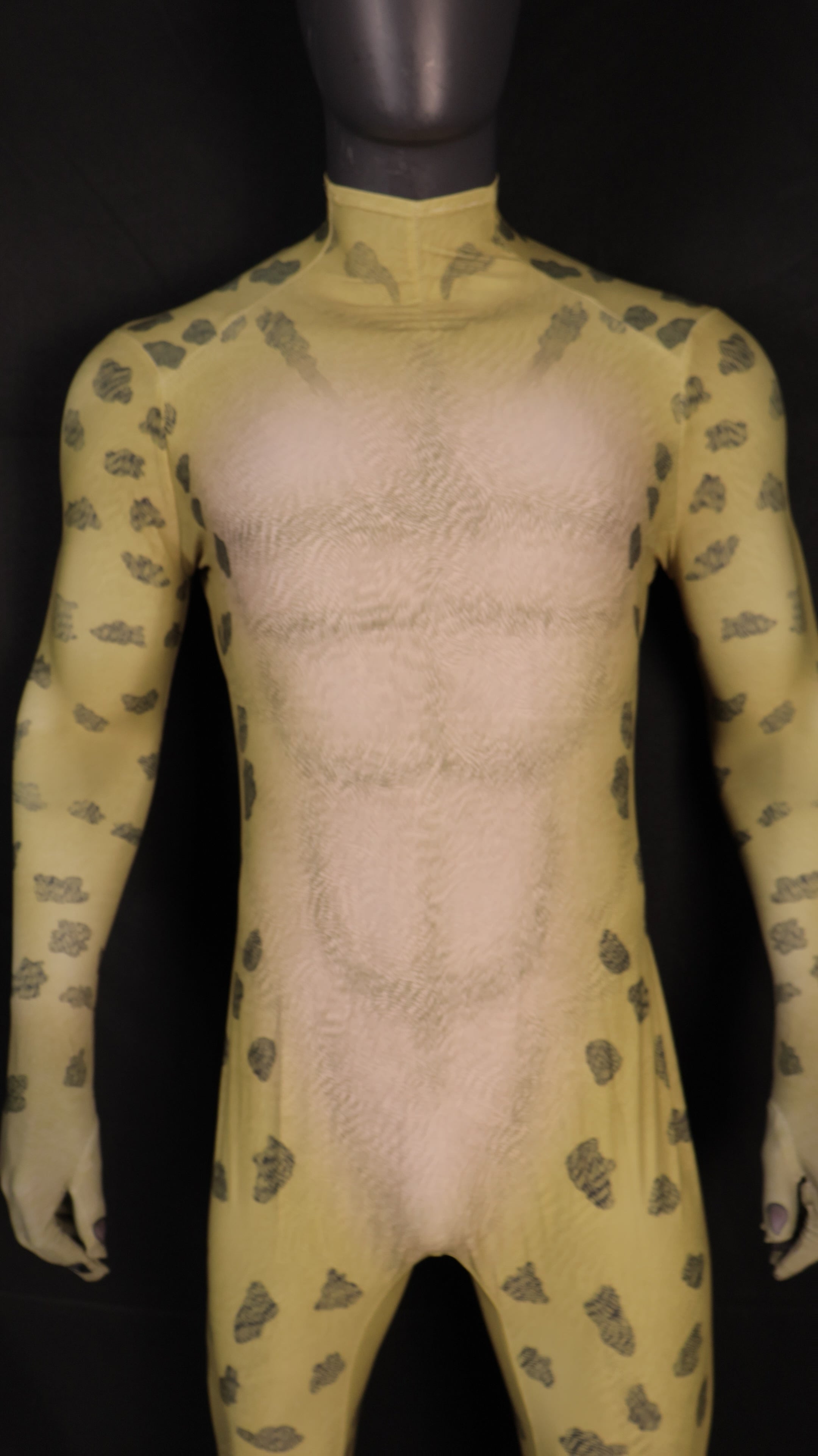 Realistic Cheetah Spots Bodysuit Male Animal Costume Spandex Jumpsuit
