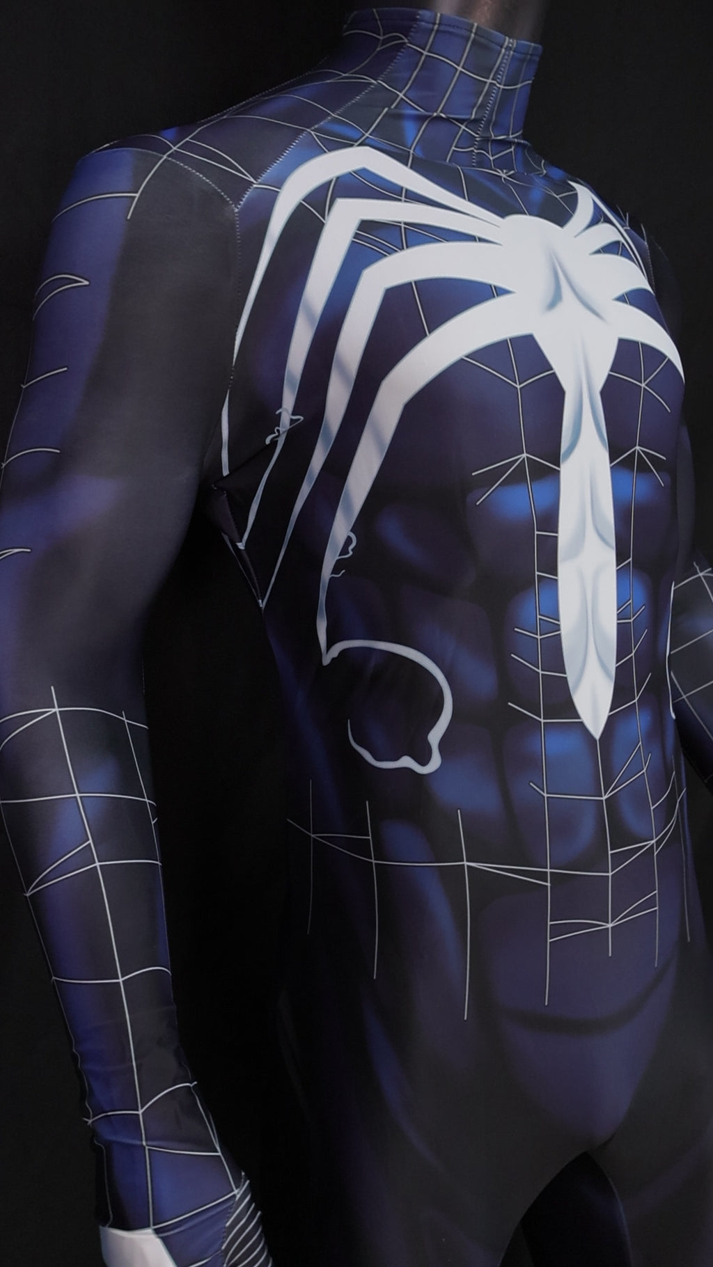 Cosplay Jumpsuit Venom Symbiote Web Black Blue Men XL Commissioned Custom