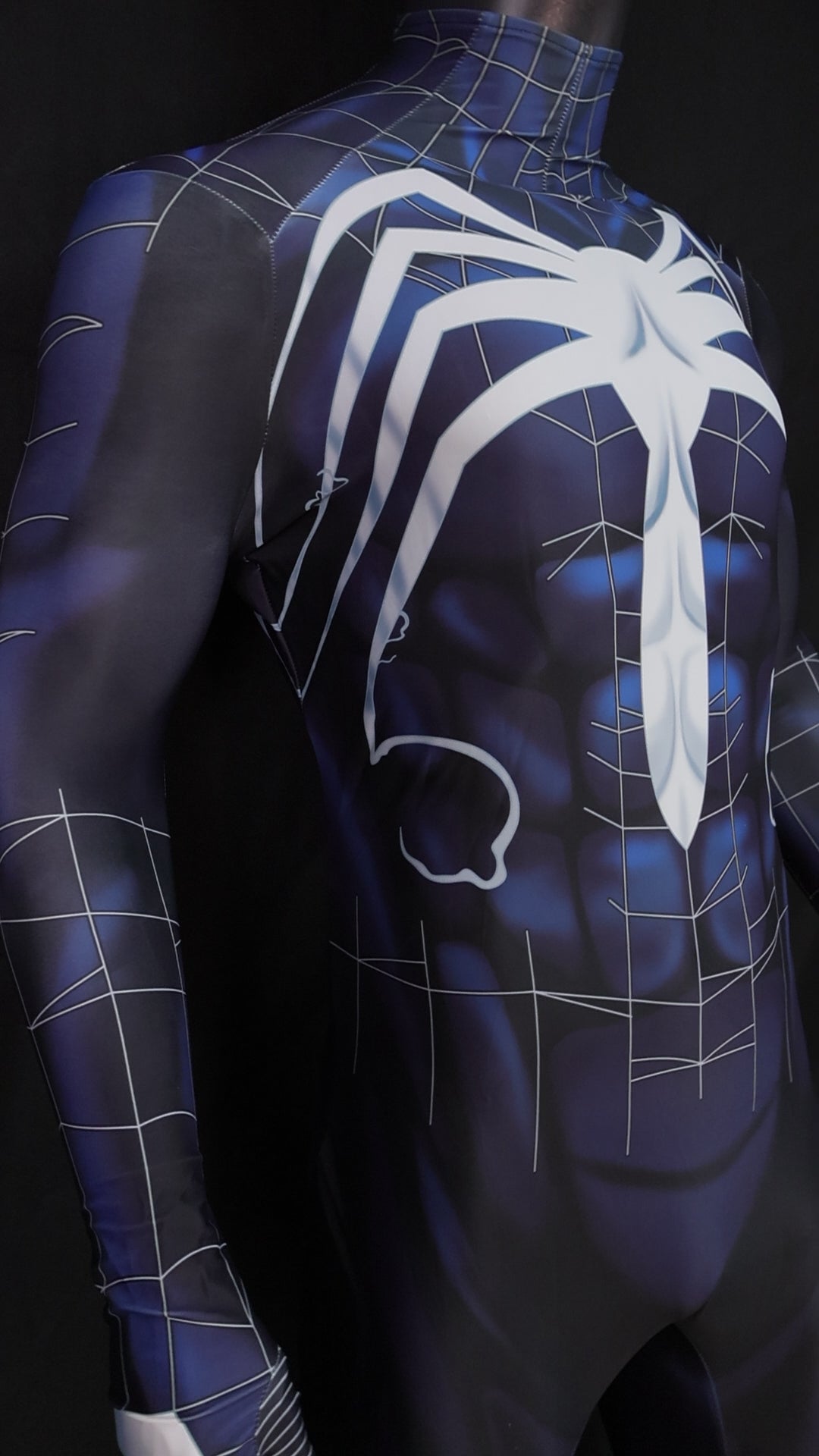 Cosplay Jumpsuit Venom Symbiote Web Black Blue Men XL Commissioned Custom