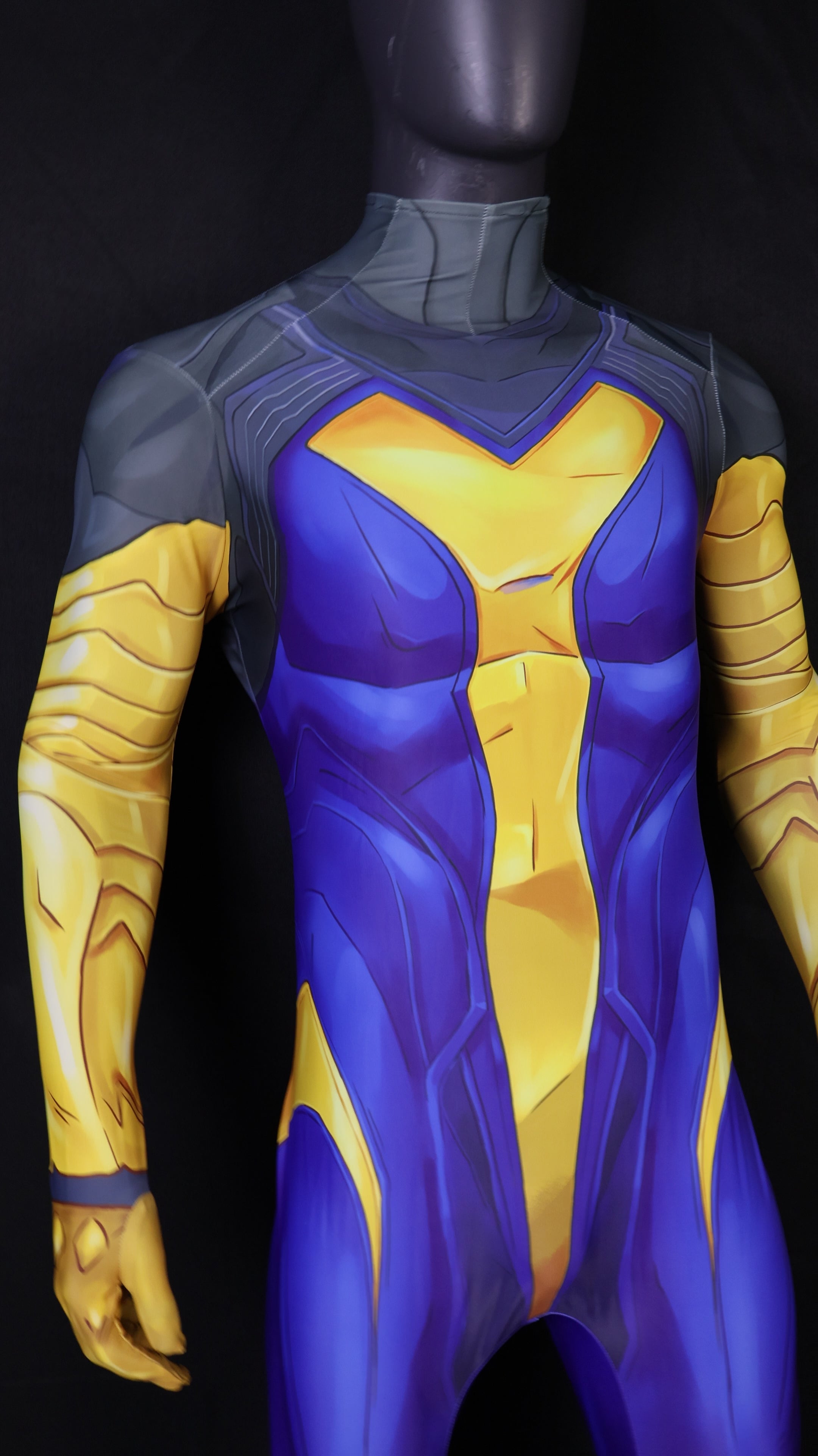 Mariner Blue Violet Spandex Bodysuit Gold Scales Armor Men Cosplay Costume