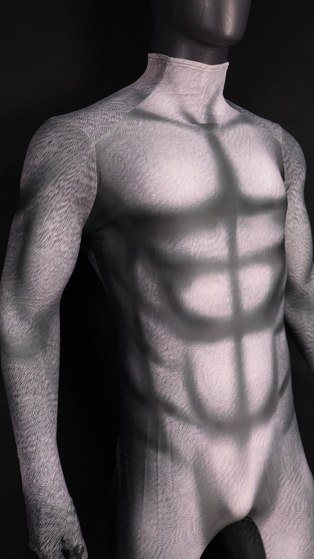 Realistic Vintage Husky Grey Fur Muscle Shaded Bodysuit Male Edition