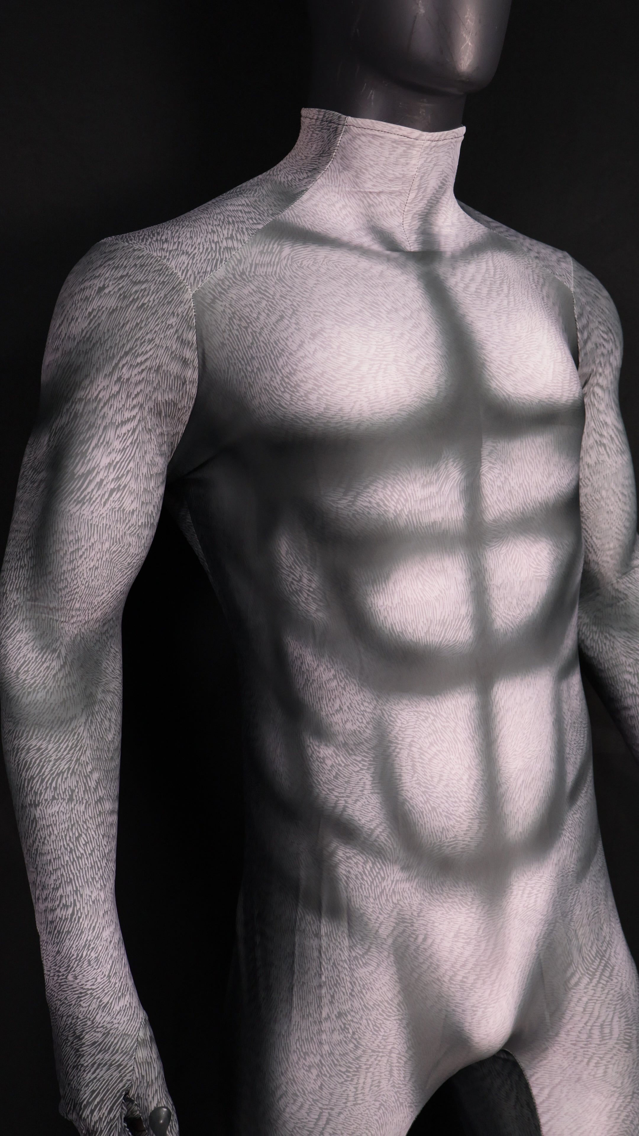 Realistic Vintage Husky Grey Fur Muscle Shaded Bodysuit Male Edition