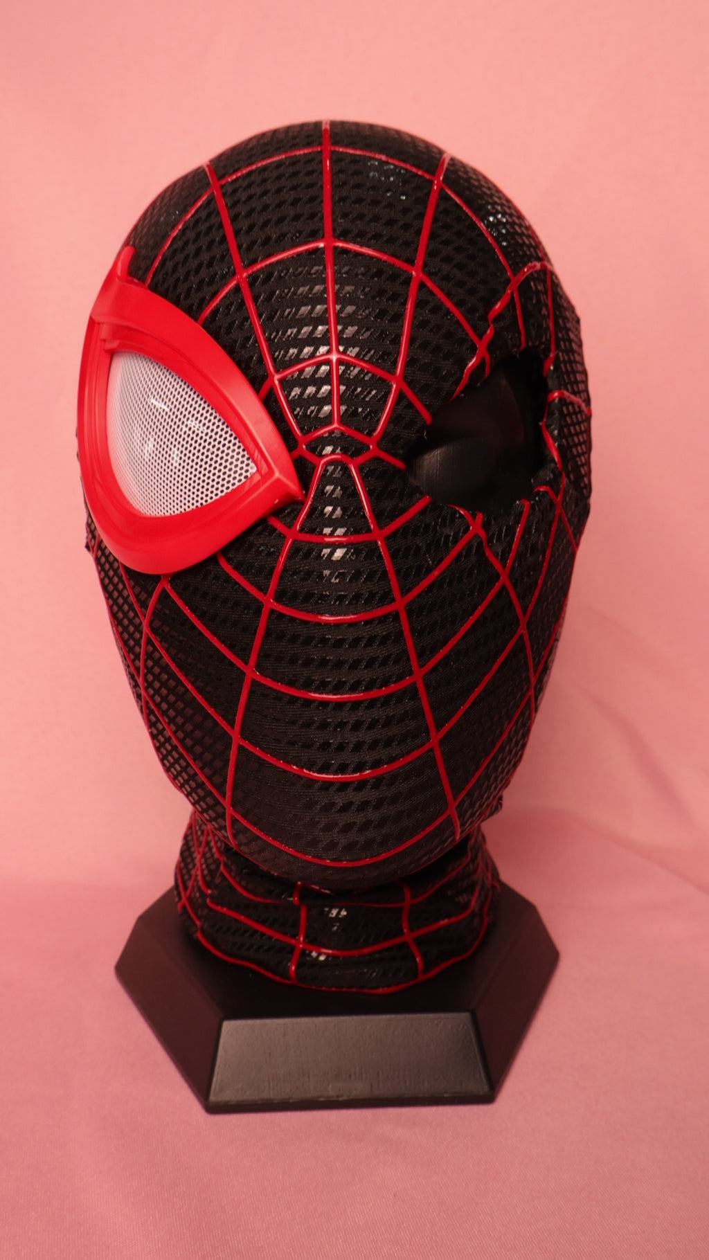 Custom Miles Red Lens Spider Mask: PVC Faceshell, Personalized Hood