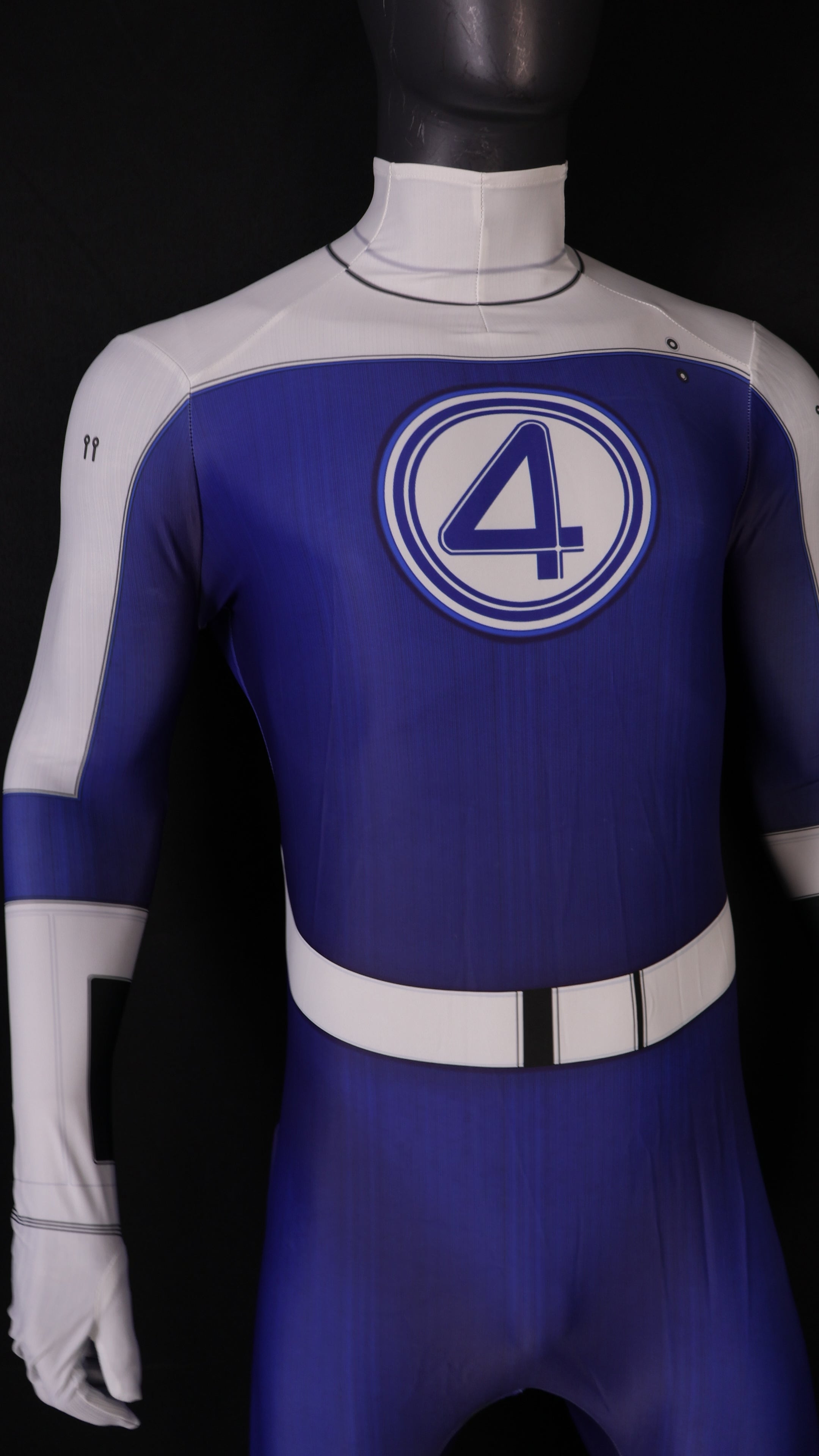 Iconic 4 Badge Royal Blue Men First FF Fire Spandex Bodysuit