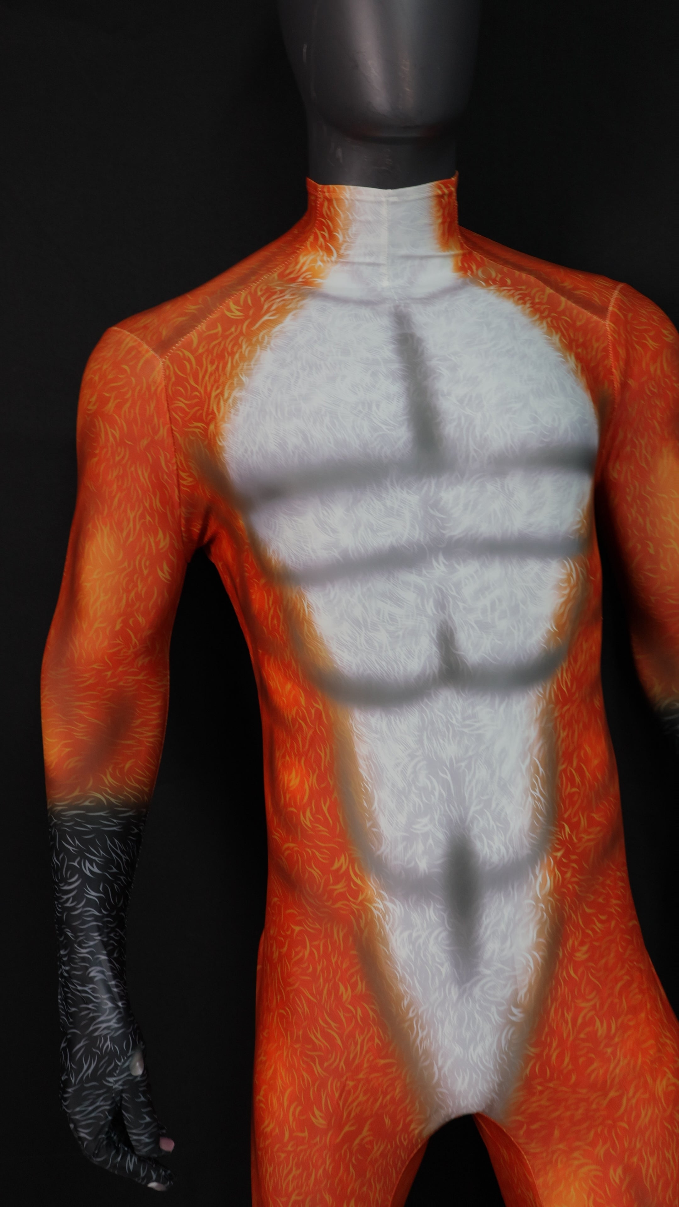 Fox Petsuit Orange White Fur Pattern Adult Kids Custom Bodysuit