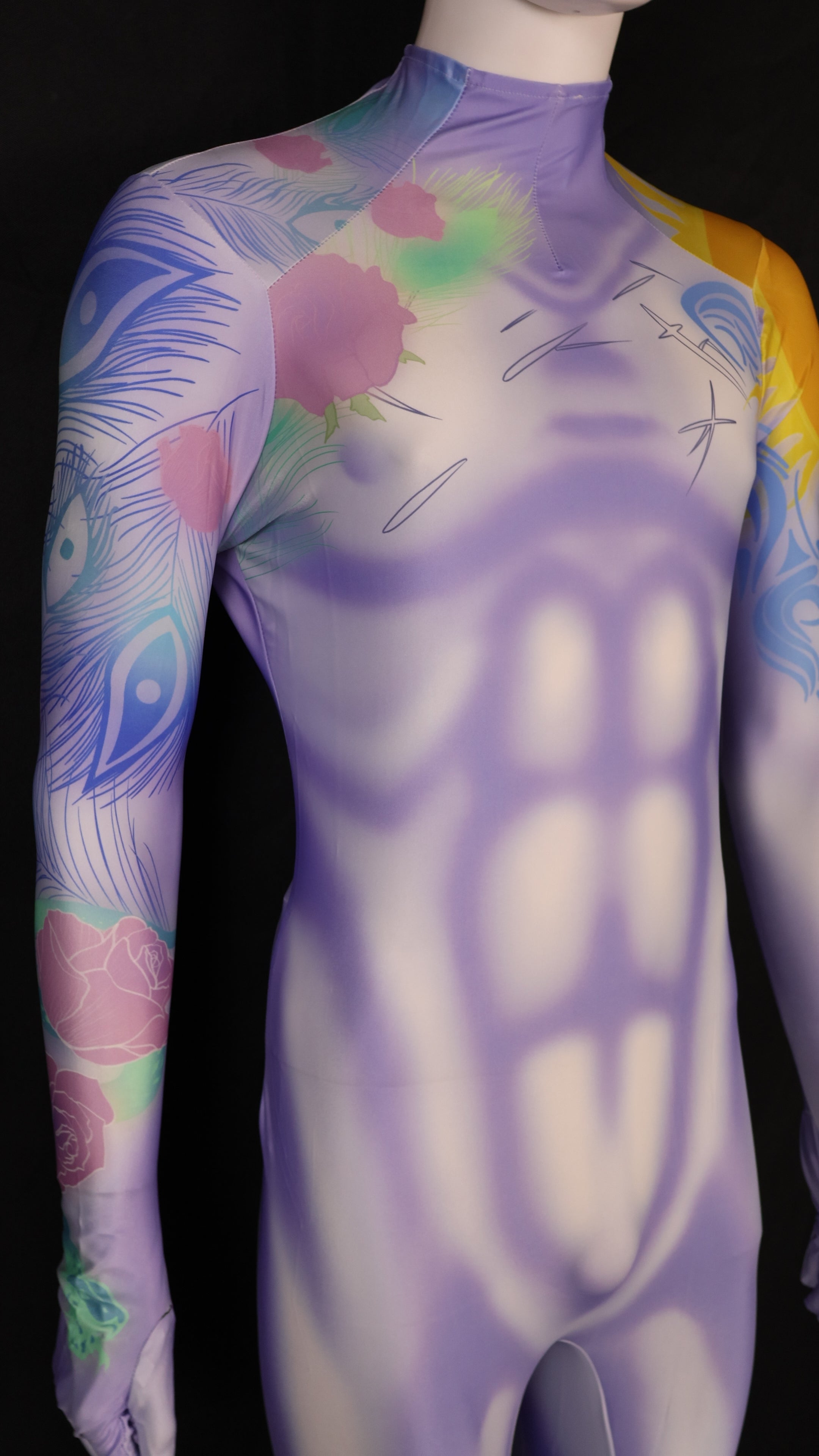 Personalized Cosplay Outfit Graffiti Muscle Suit Purple Men Custom