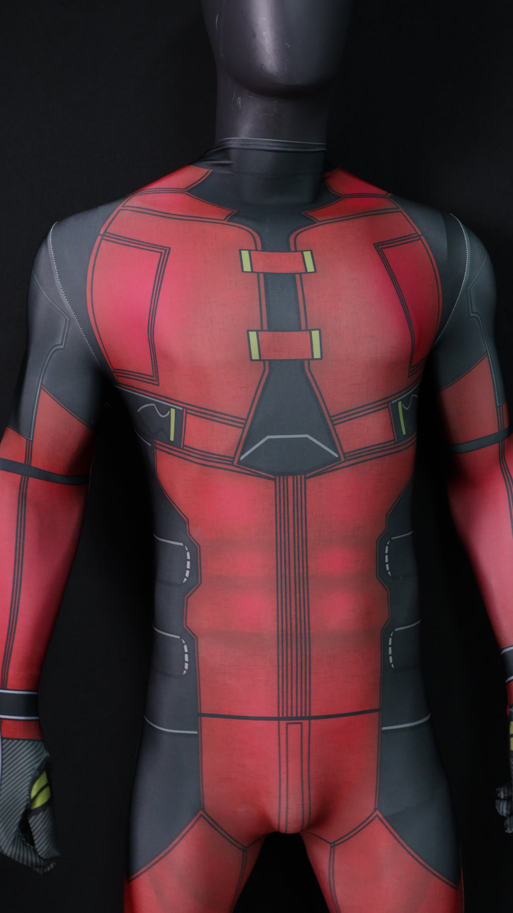 Red Mercenary Bodysuit Invisible Zipper Armor for Male Antihero Cosplay